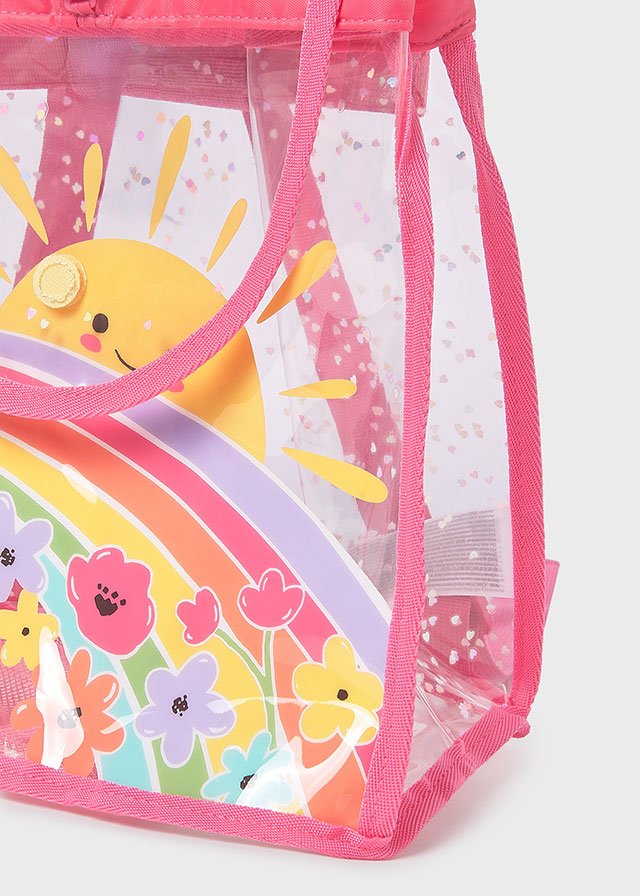 ZAINETTO BIMBA TRASPERENTE CON DISEGNINI COLORATI ROSA - Noi da piccoli