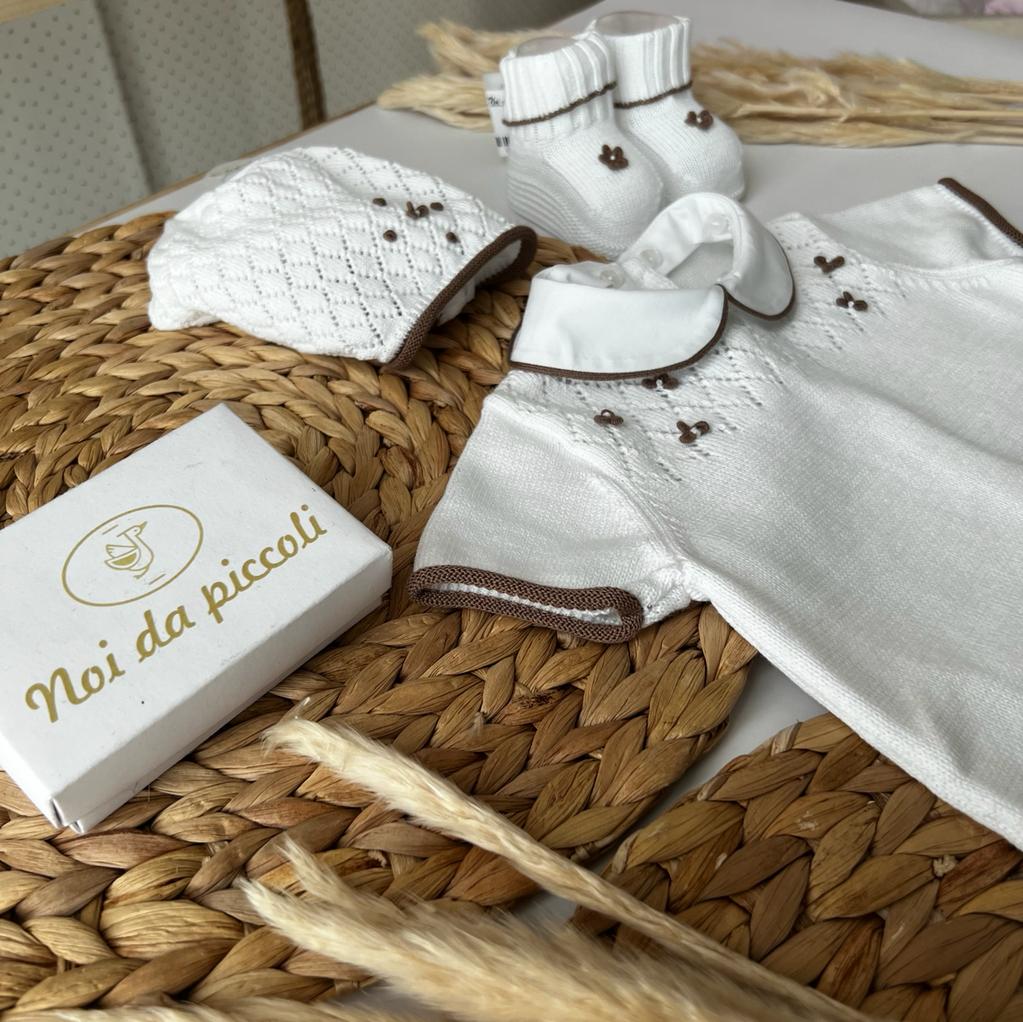 COORDINATO BEIGE CON PAGLIACCETTO IN FILO Noidapiccoli Noi da piccoli - Abbigliamento Neonato