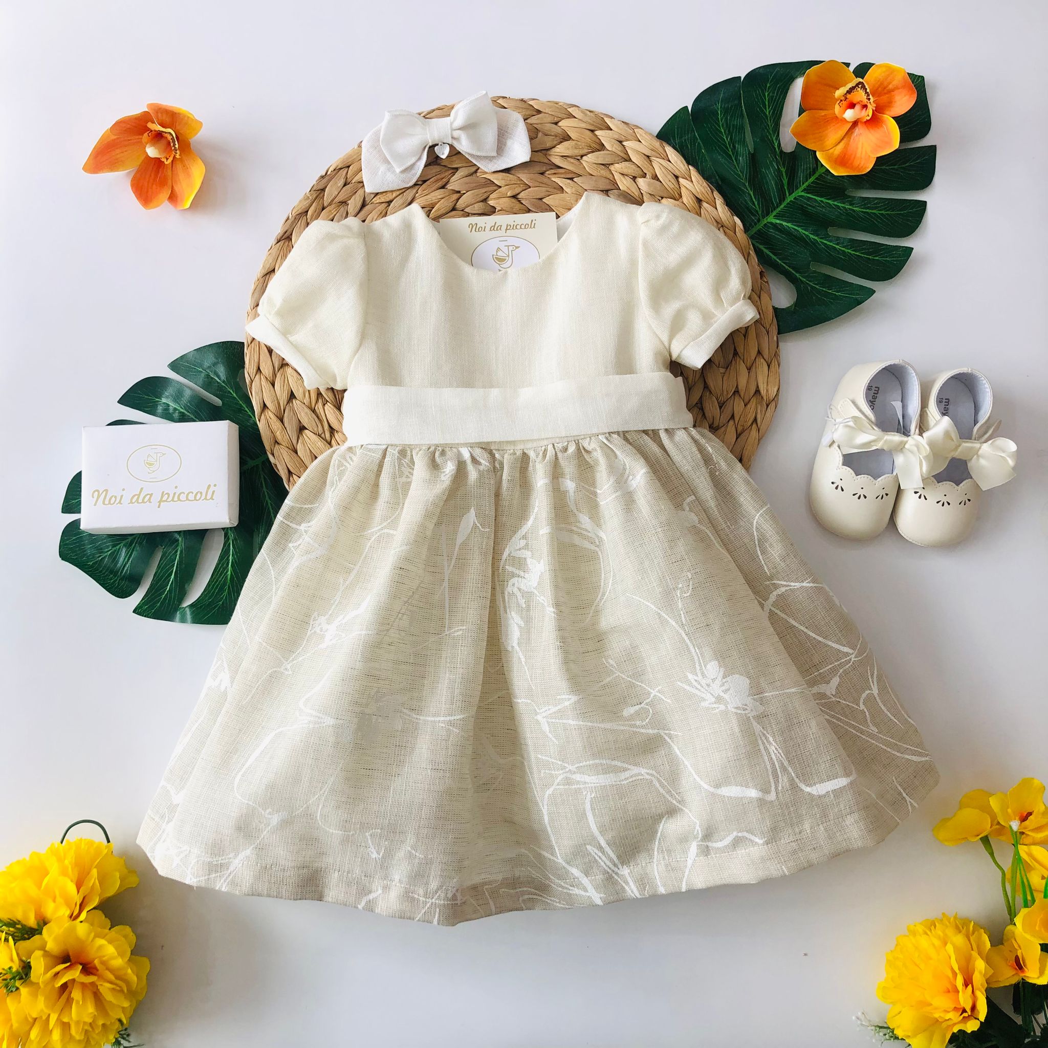 ABITINO BEIGE IN LINO - Noi da piccoli