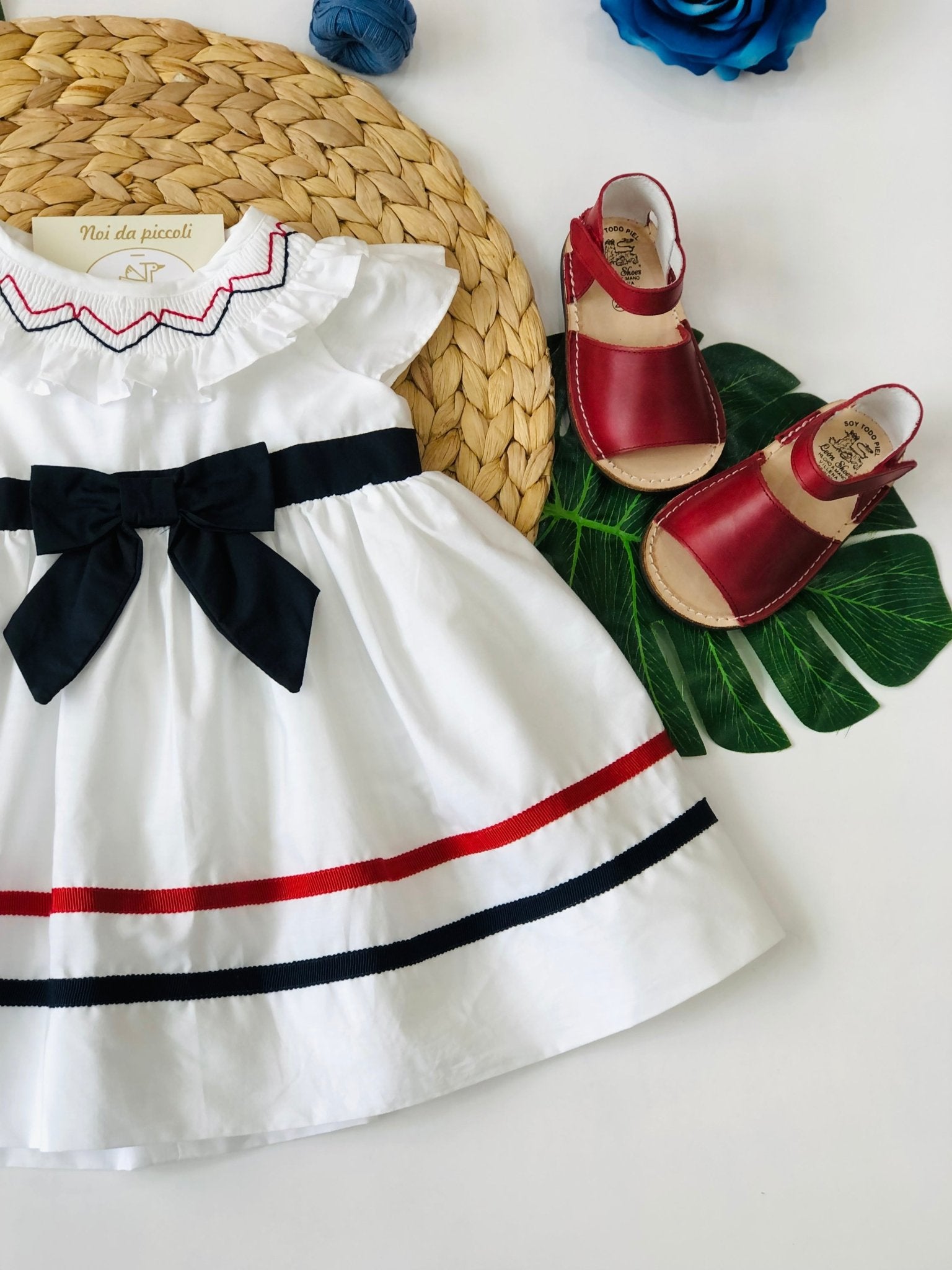 ABITINO BIANCO CON BLU E ROSSO - Noi da piccoli