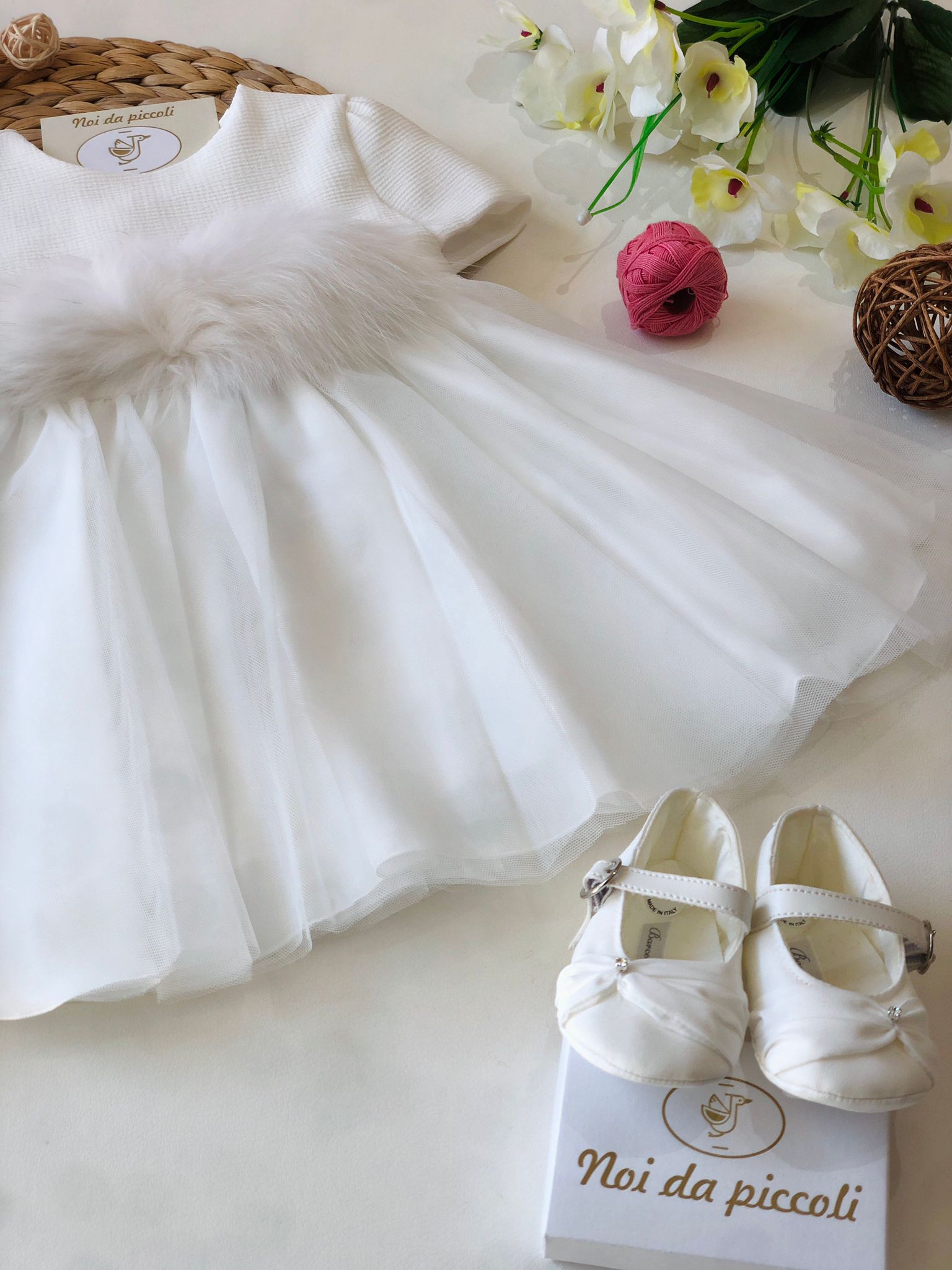 ABITINO BIANCO CON FASCIA IN VOLPE 100% - Noi da piccoli