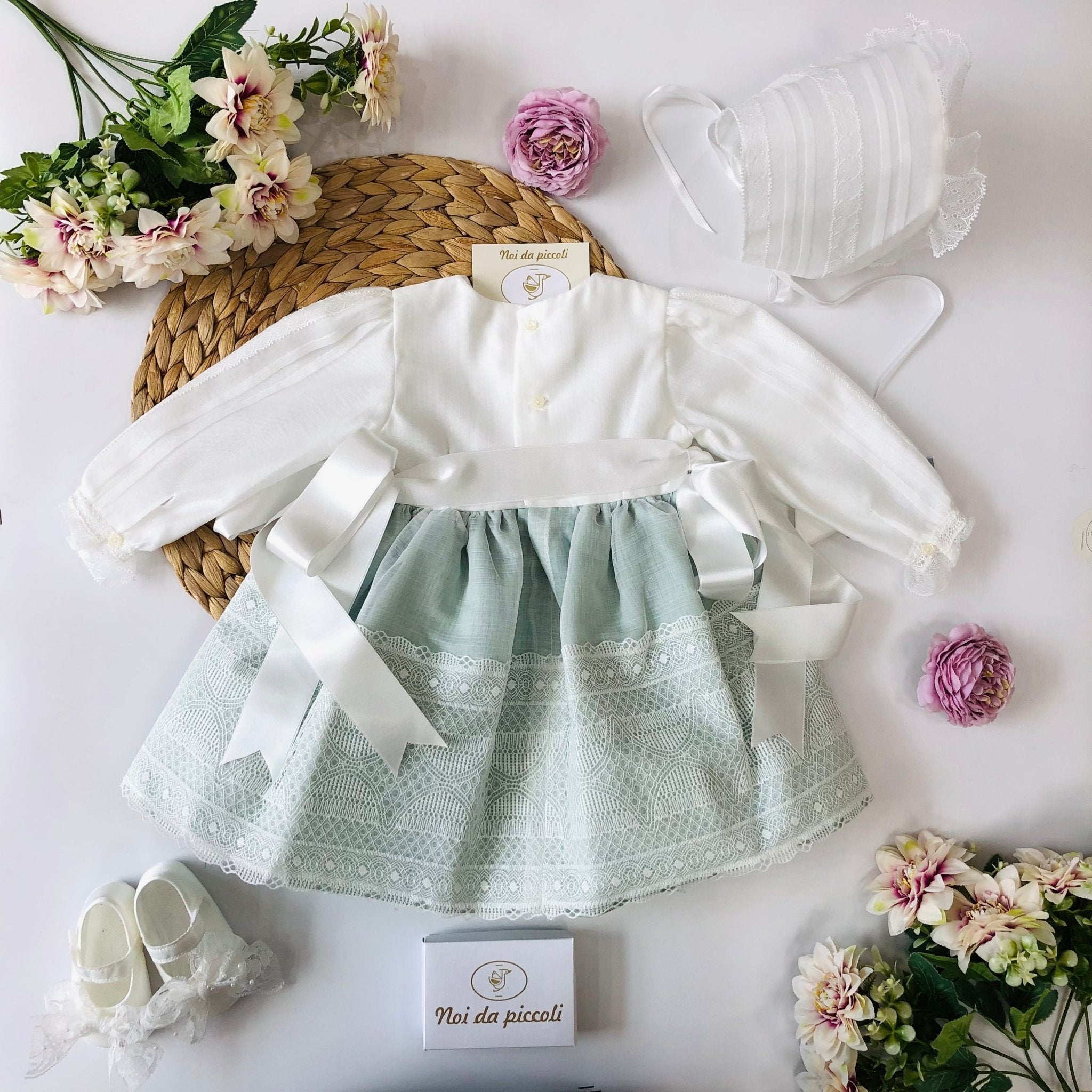 ABITINO CERIMONIALE BIANCO E SALVIA ALISYA - Noi da piccoli