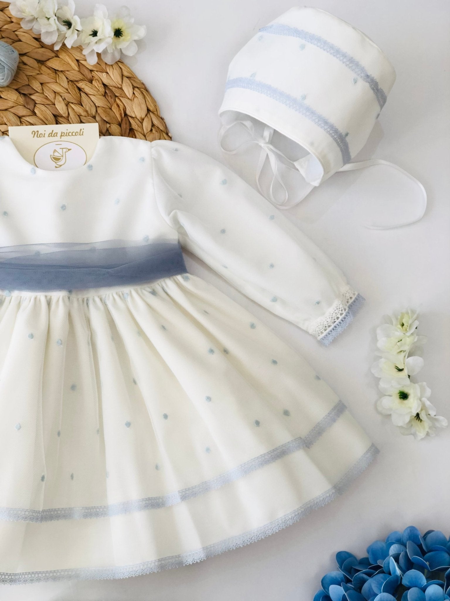 ABITINO CERIMONIALE BIANCO POIS POLVERE CAMILLA - Noi da piccoli