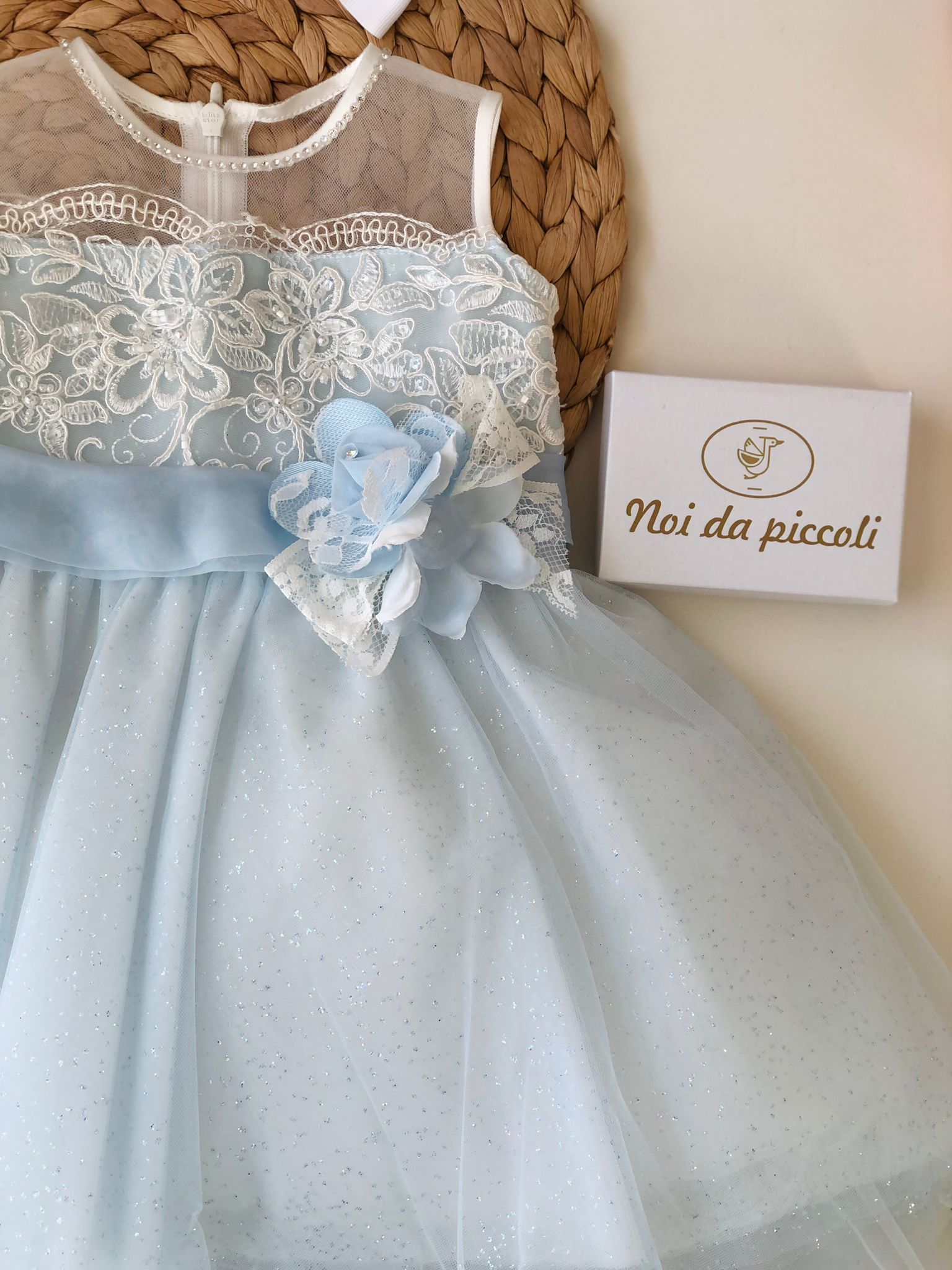 ABITINO CERIMONIALE CELESTE GLITTERATO - Noi da piccoli