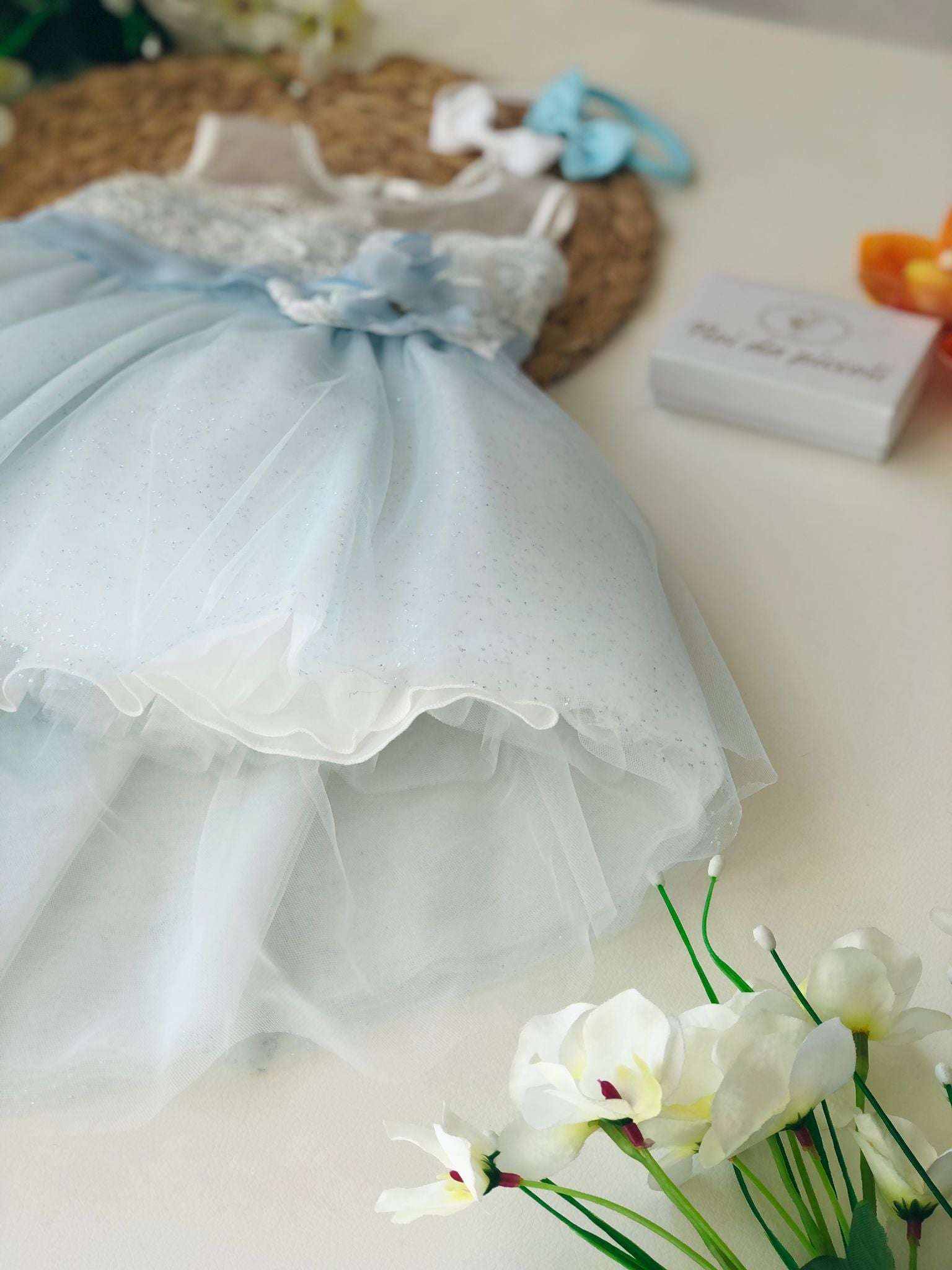 ABITINO CERIMONIALE CELESTE GLITTERATO - Noi da piccoli