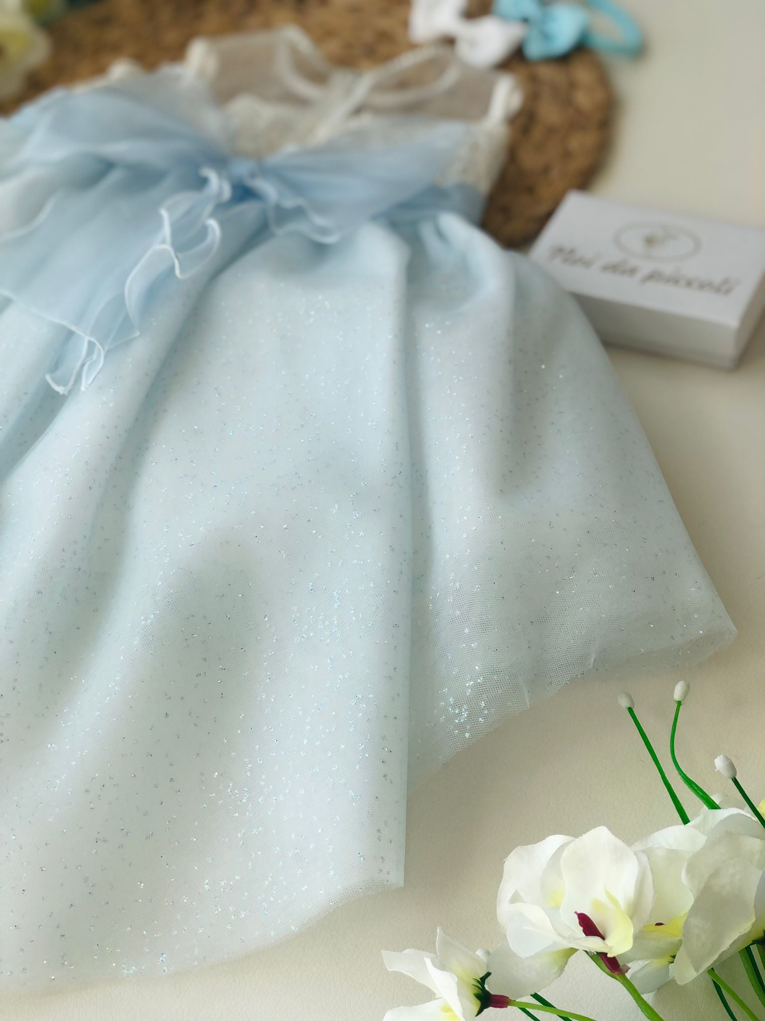 ABITINO CERIMONIALE CELESTE GLITTERATO - Noi da piccoli