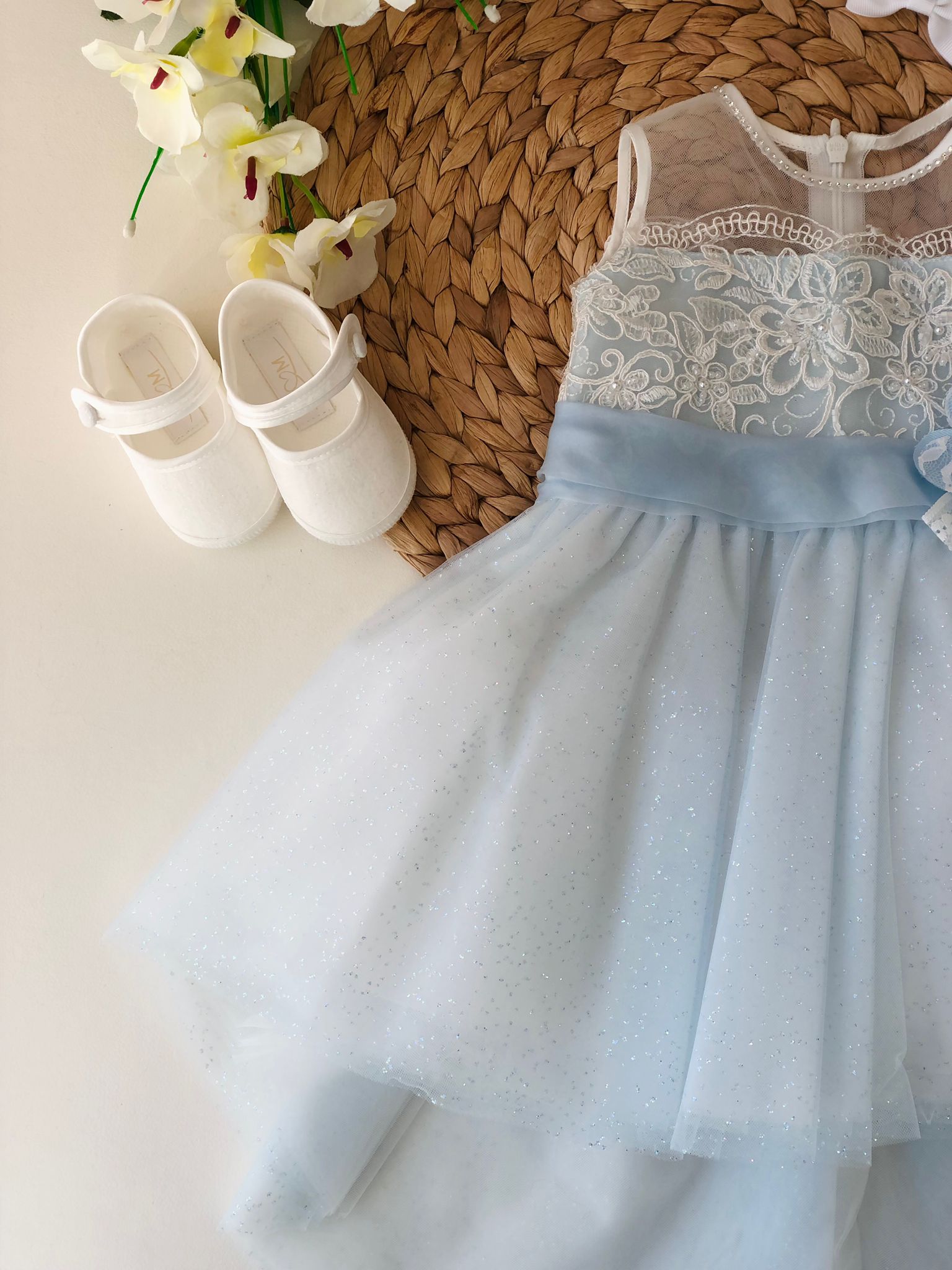 ABITINO CERIMONIALE CELESTE GLITTERATO - Noi da piccoli