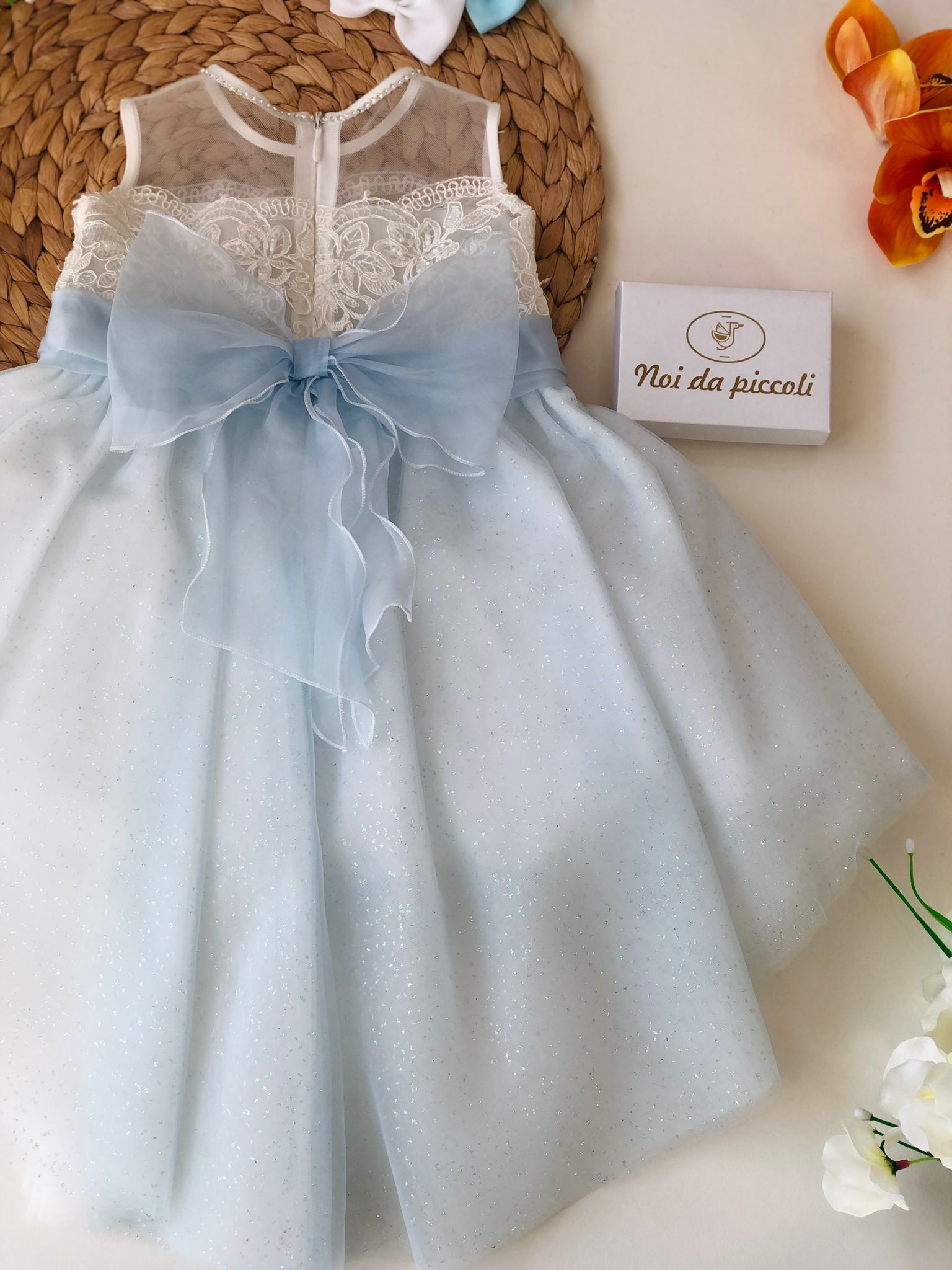 ABITINO CERIMONIALE CELESTE GLITTERATO - Noi da piccoli