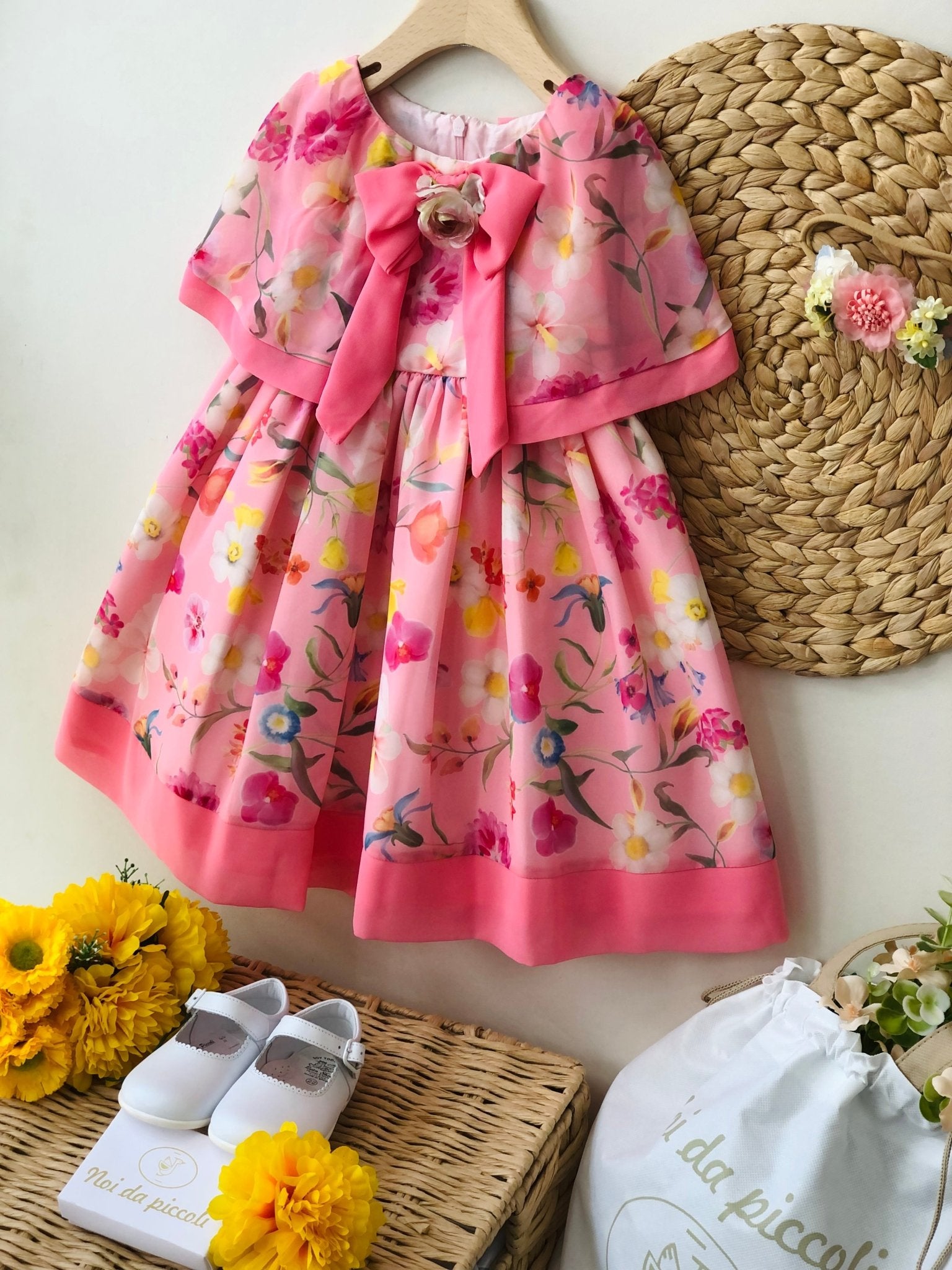 ROBE EN MOUSSELINE DE SOIE ROSE À FLEURS