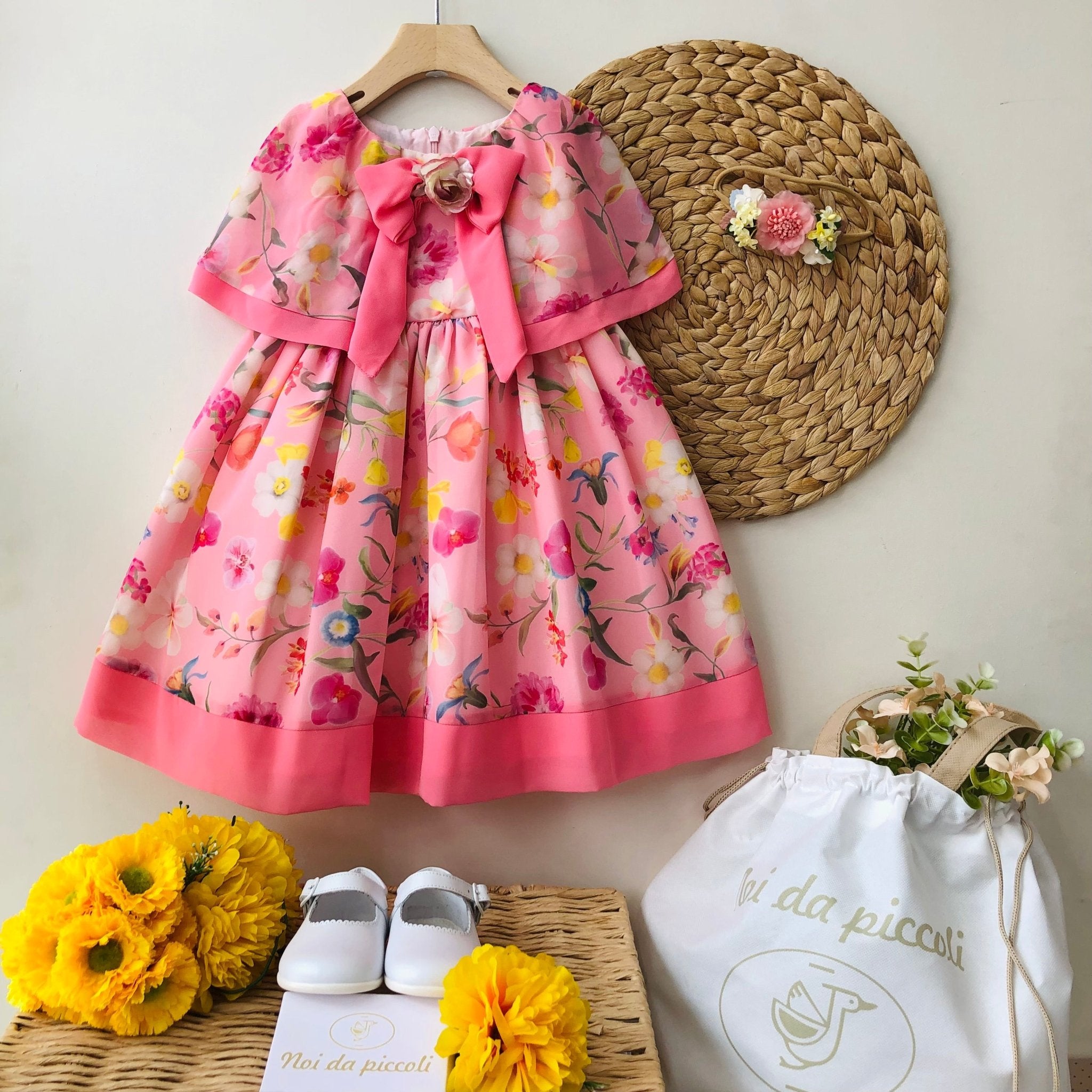 ROBE EN MOUSSELINE DE SOIE ROSE À FLEURS