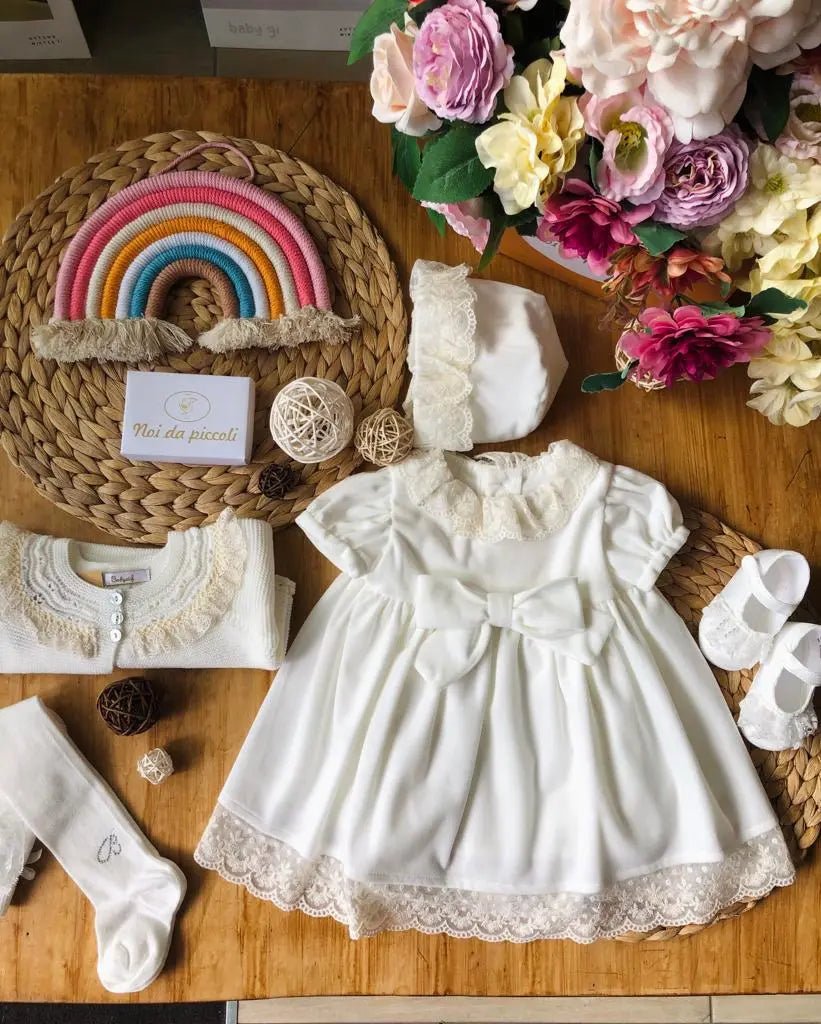 ABITINO IN VELLUTO LATTE ROMANTICO Noidapiccoli Noi da piccoli - Abbigliamento Neonato