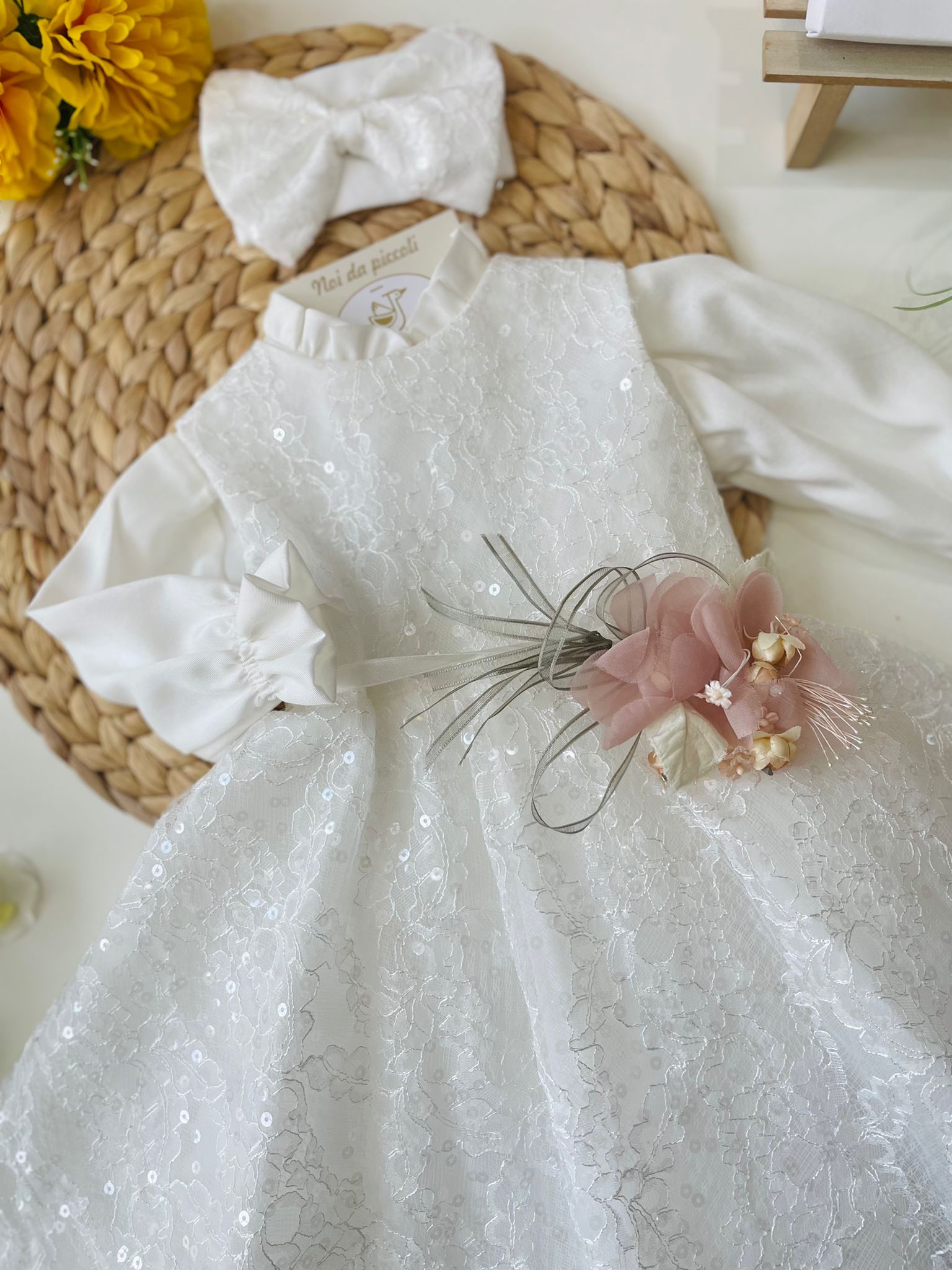 ROBE À FLEURS ROSE À MANCHES LONGUES