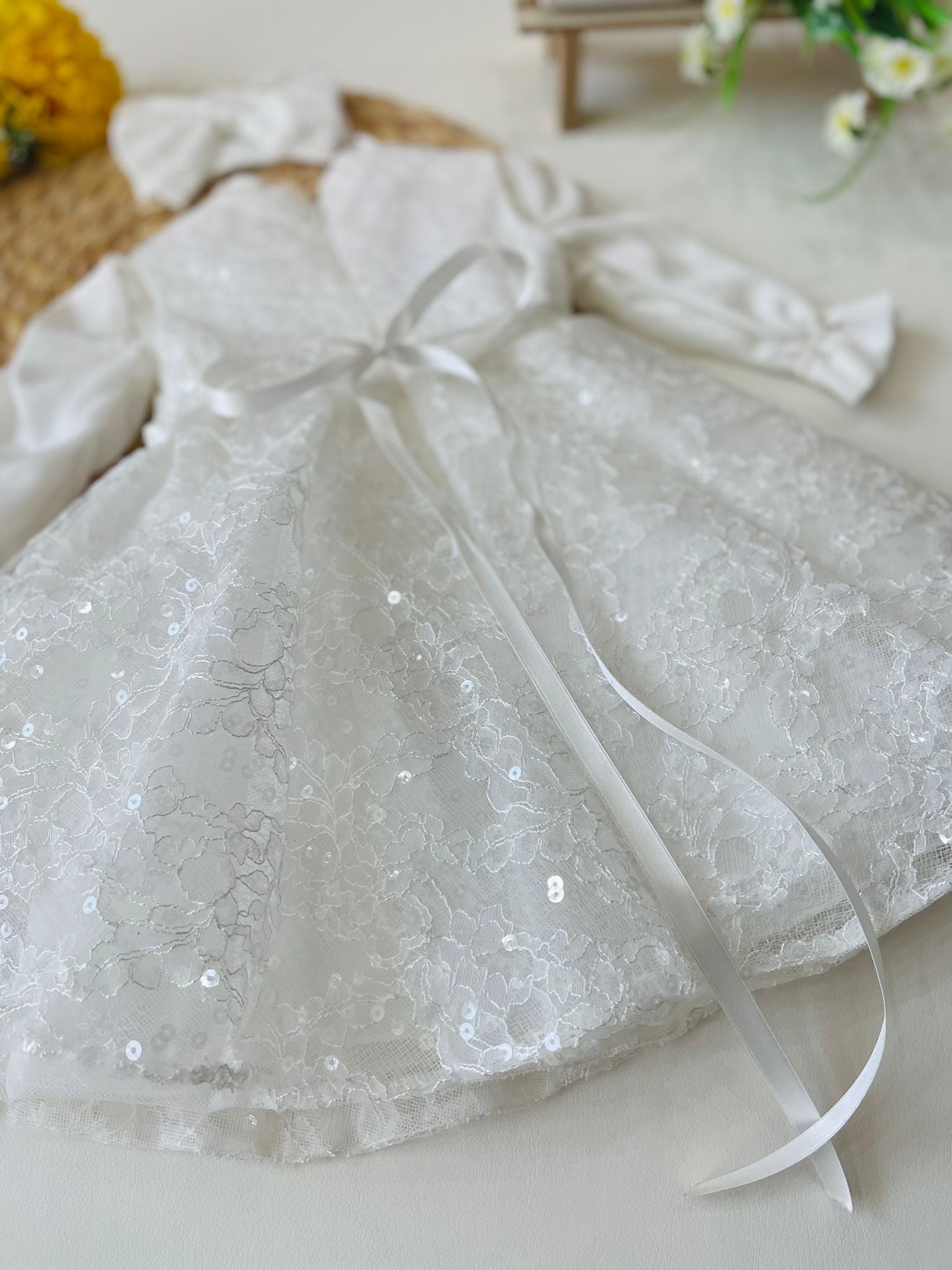 ROBE À FLEURS ROSE À MANCHES LONGUES