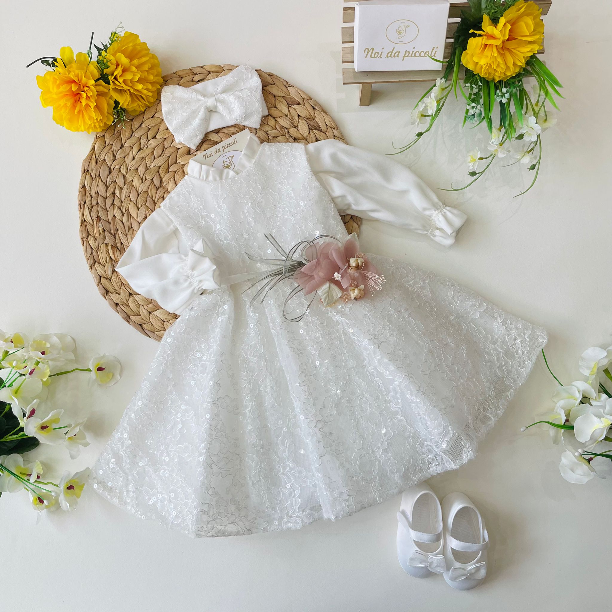 ROBE À FLEURS ROSE À MANCHES LONGUES