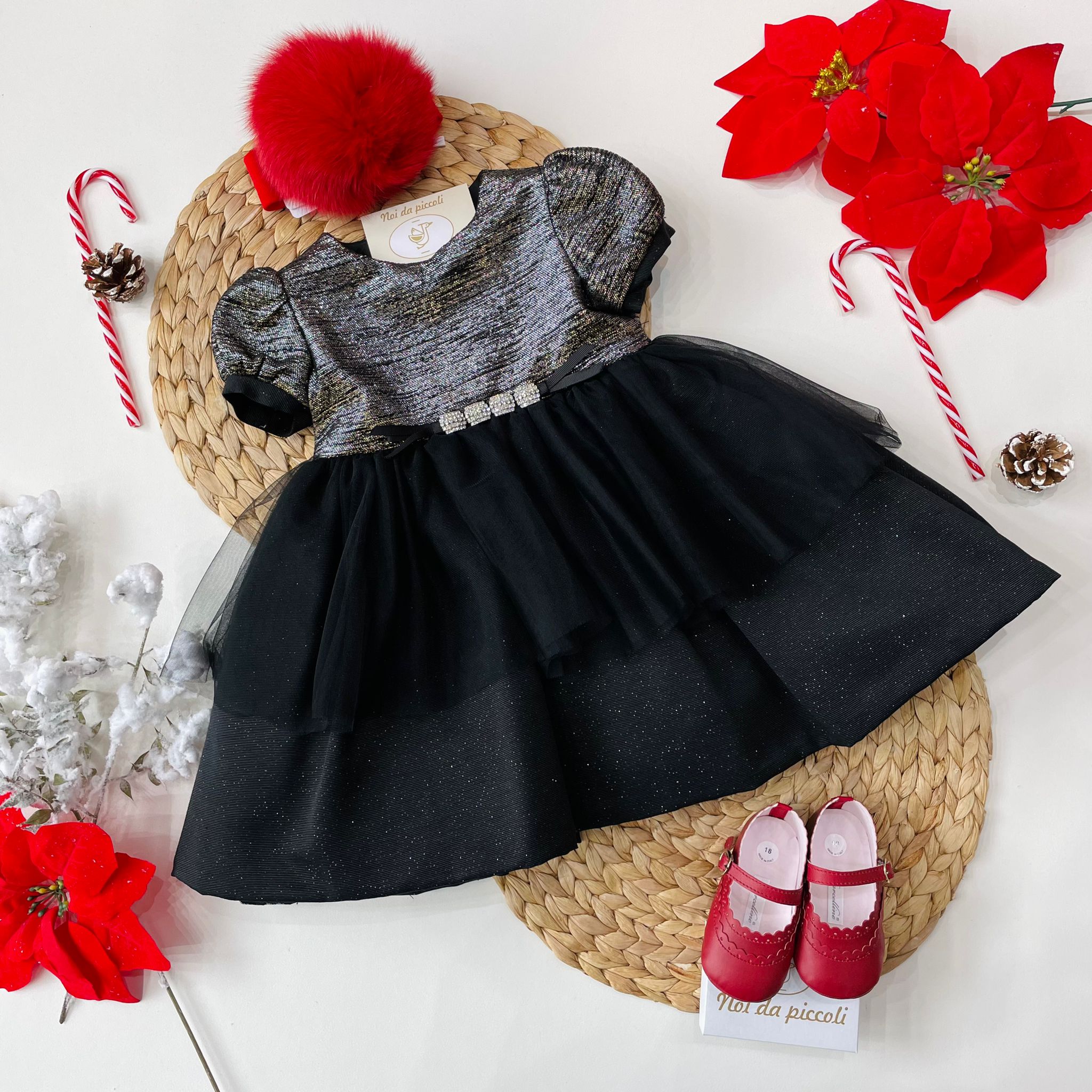 ABITINO NERO E CHAMPAGNE GLITTER