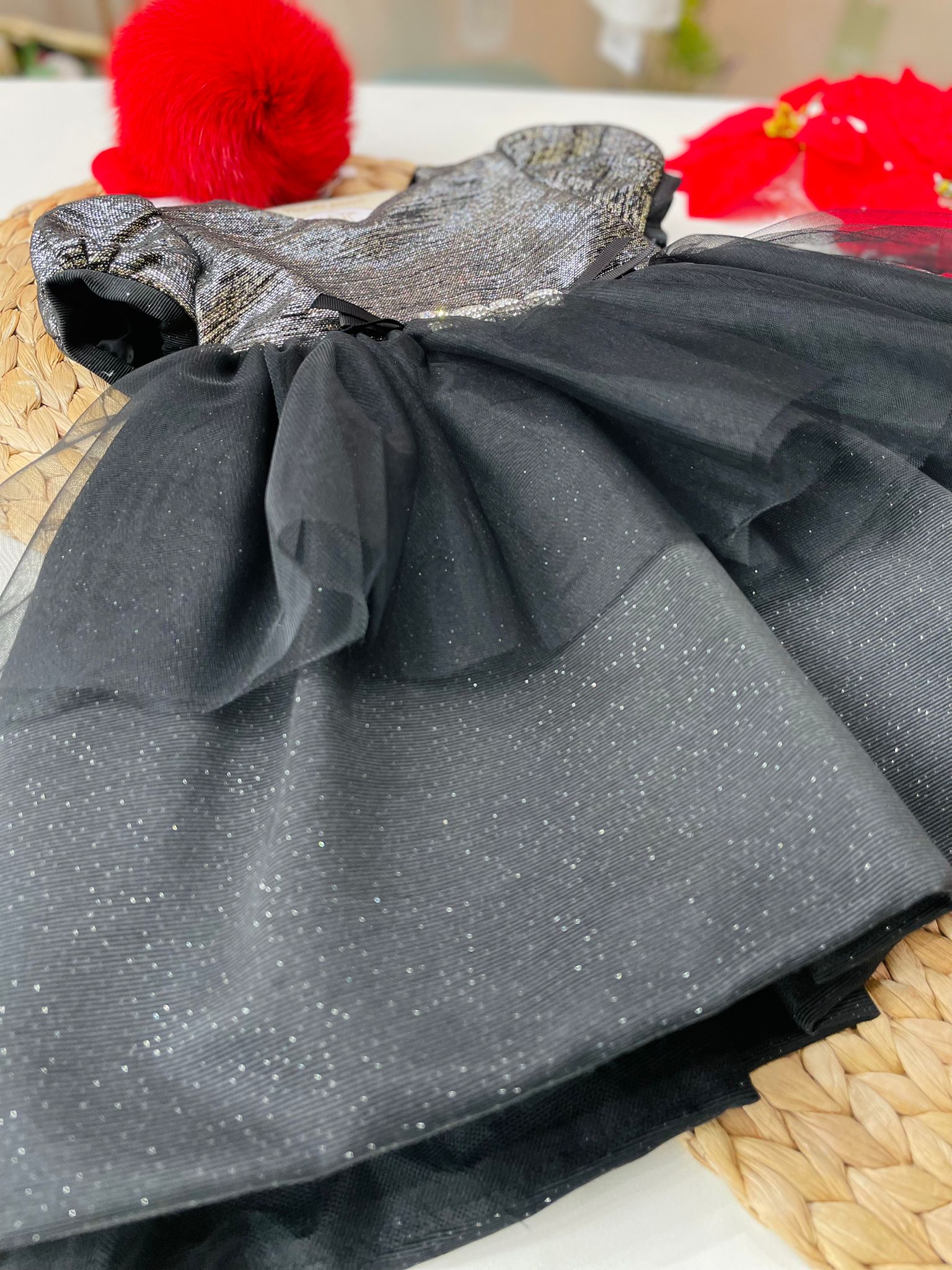 ABITINO NERO E CHAMPAGNE GLITTER