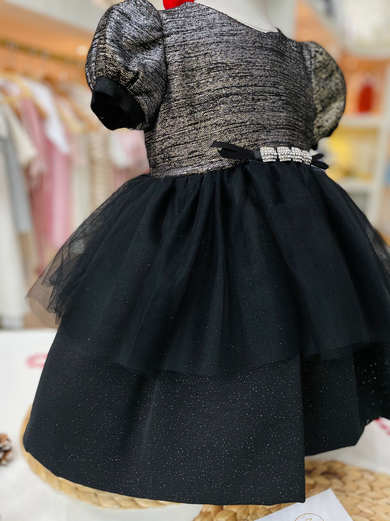 ABITINO NERO E CHAMPAGNE GLITTER