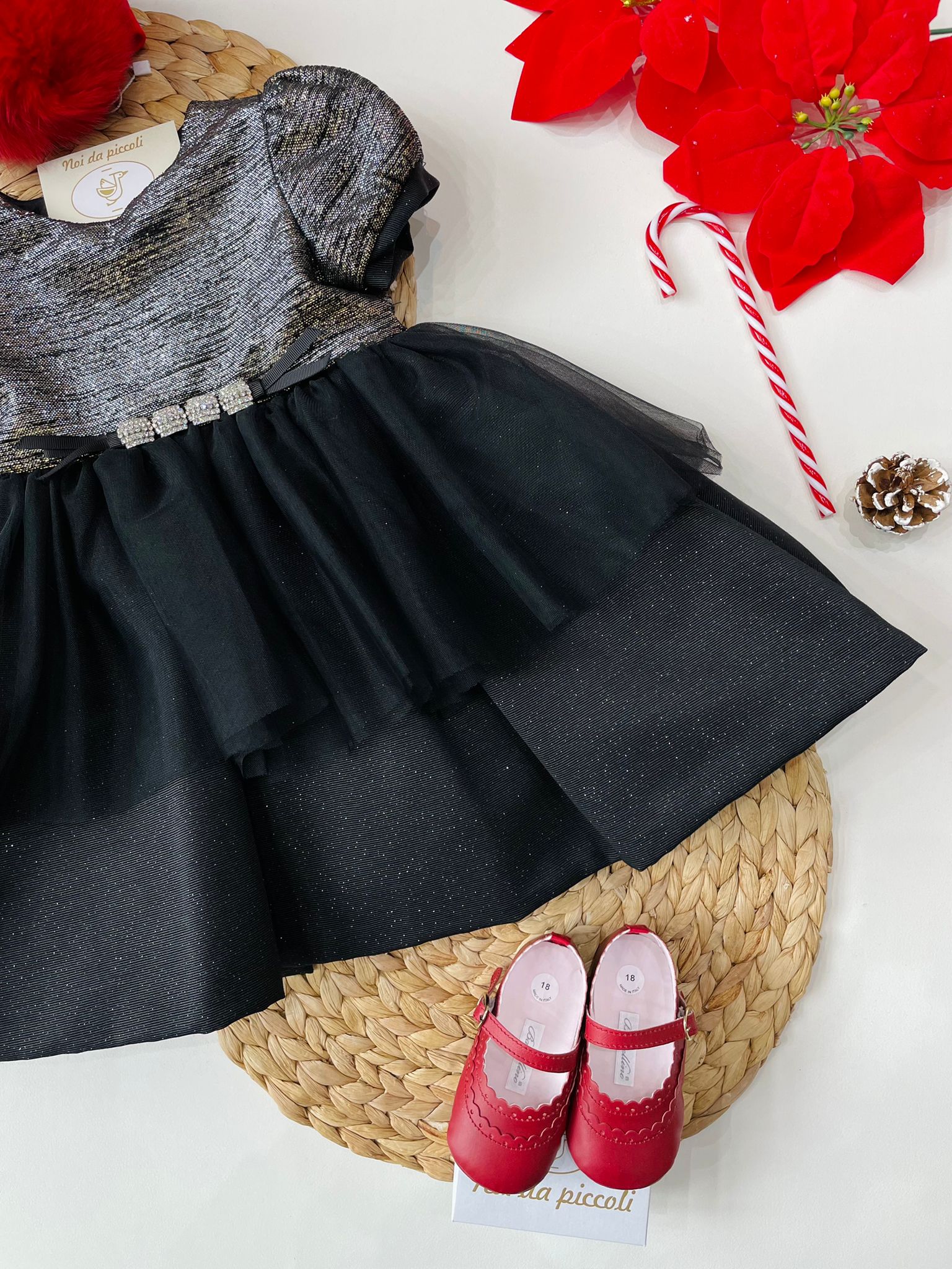 ABITINO NERO E CHAMPAGNE GLITTER