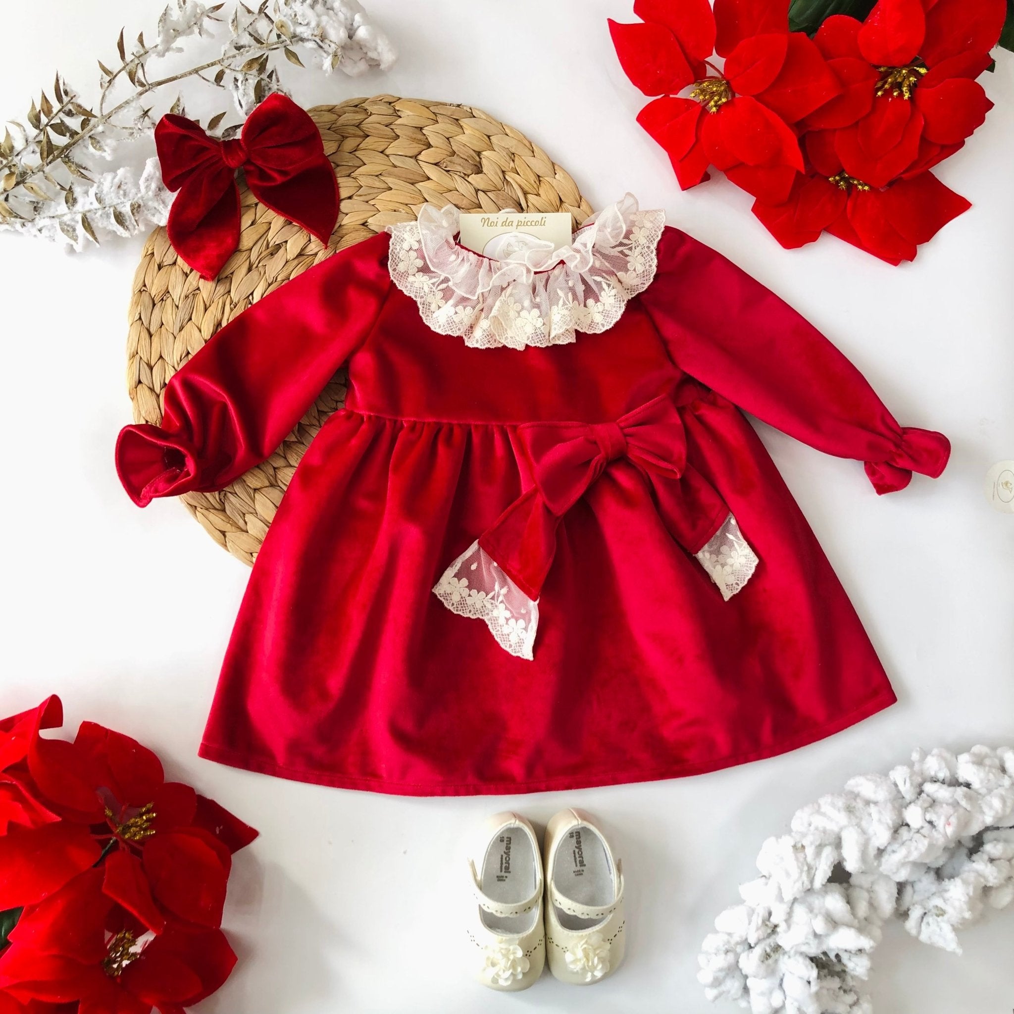 ABITINO VELVET ROSSO COLLO PANNA - Noi da piccoli