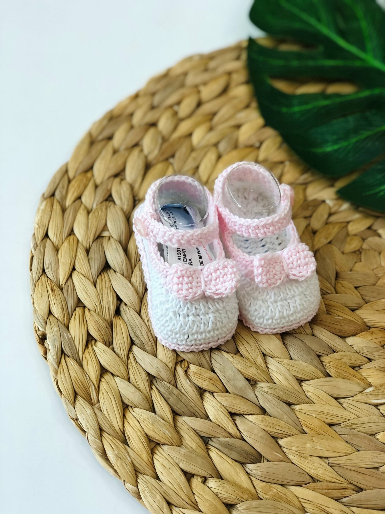 BABBUCCE BIANCO CON FIOCCHETTO ROSA LAZO - Noi da piccoli