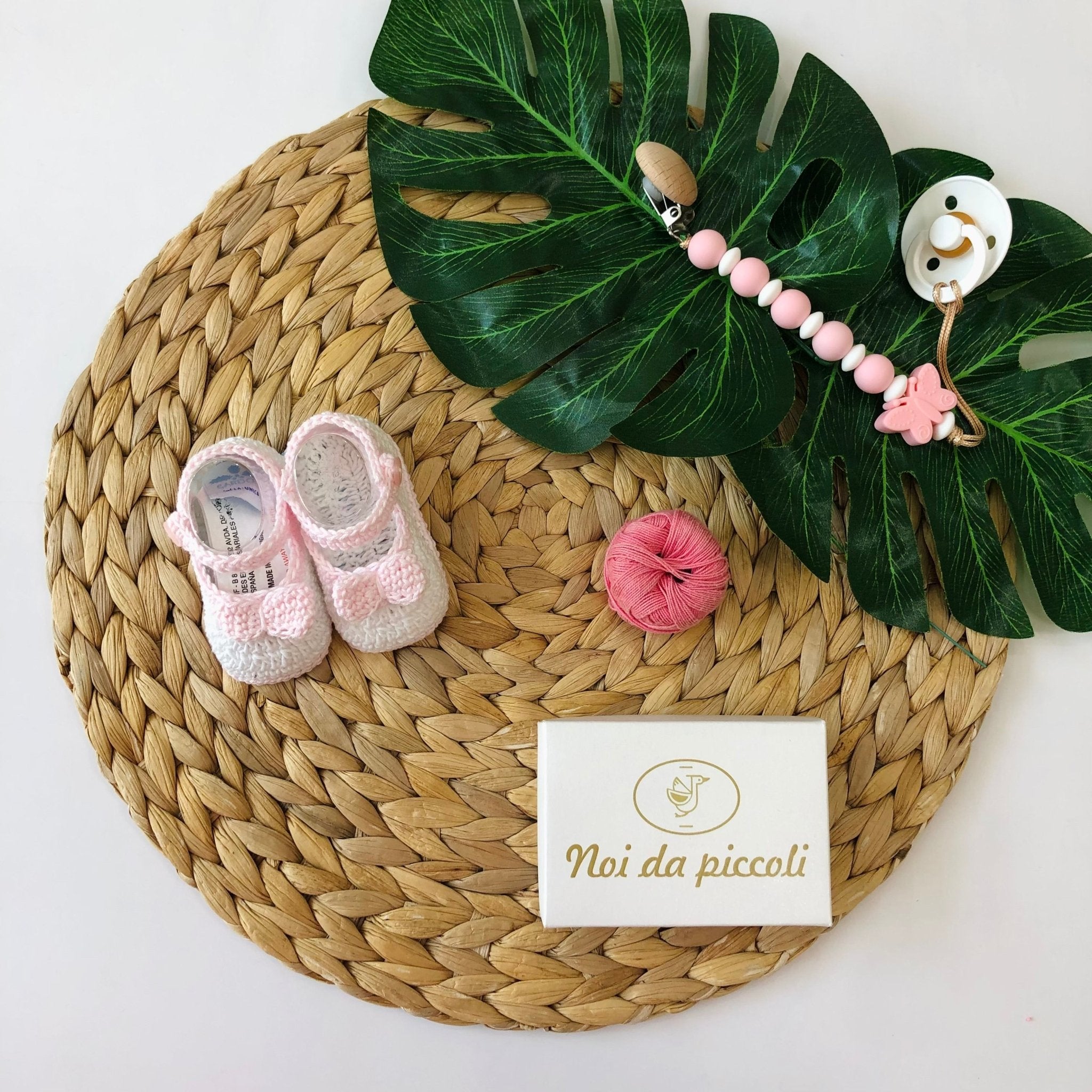 BABBUCCE BIANCO CON FIOCCHETTO ROSA LAZO - Noi da piccoli