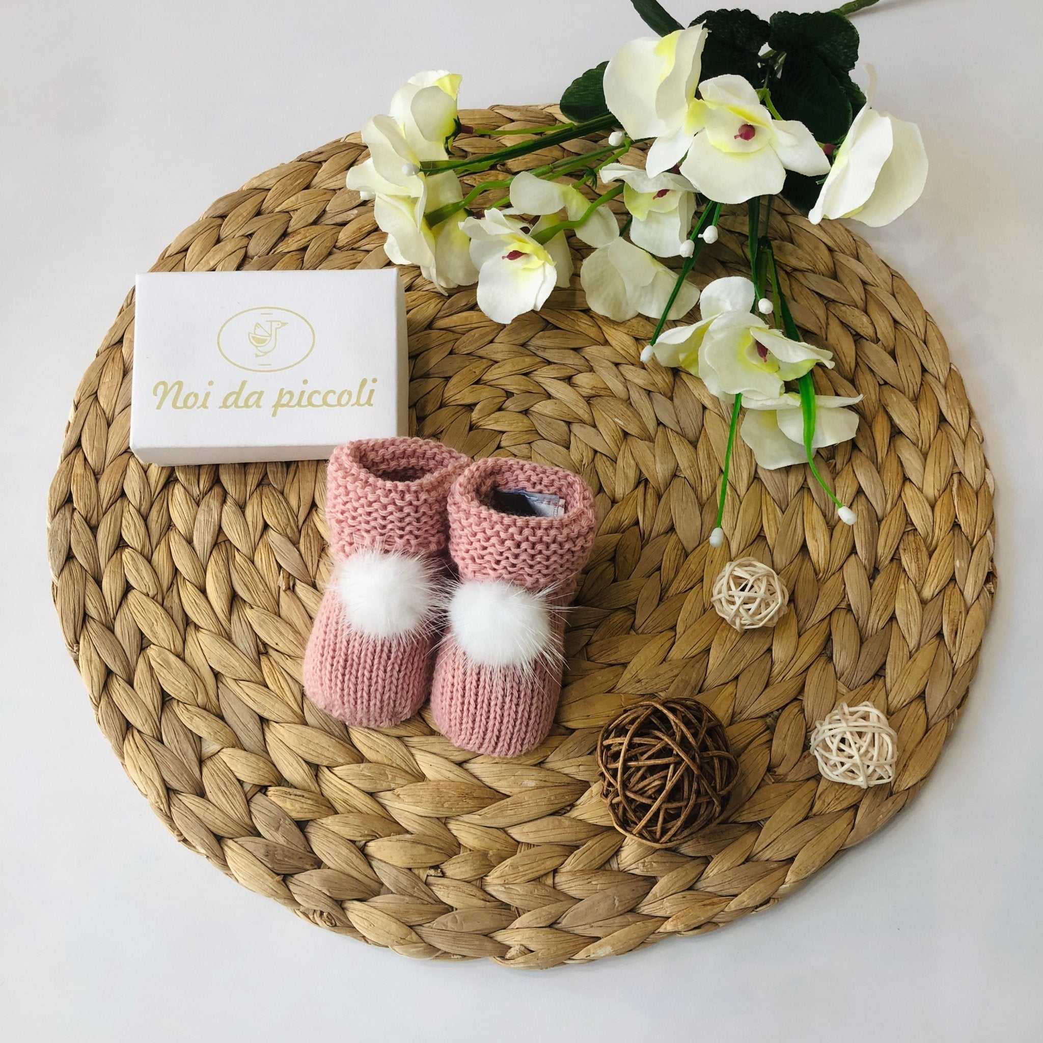 BABBUCCE ROSA CON PON POM BIANCO - Noi da piccoli