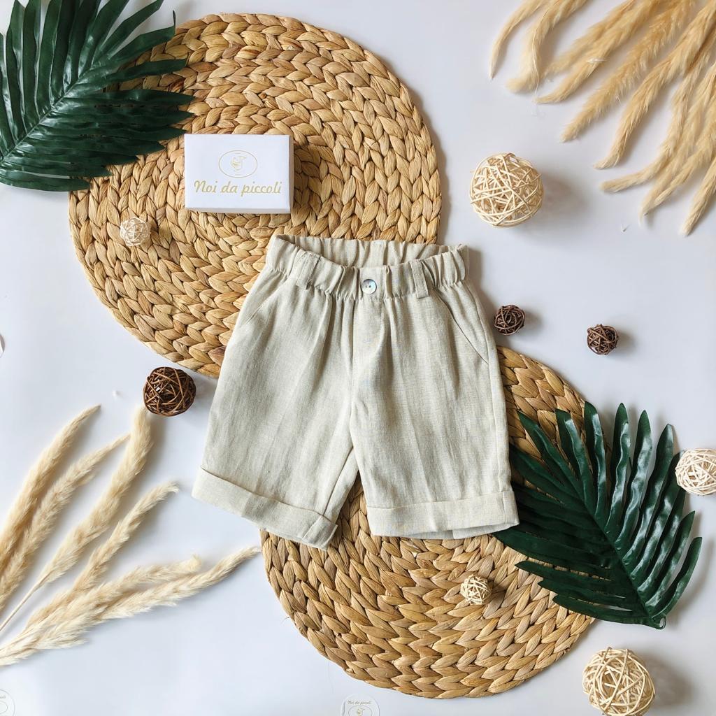 BERMUDA BEIGE LINO - Noi da piccoli