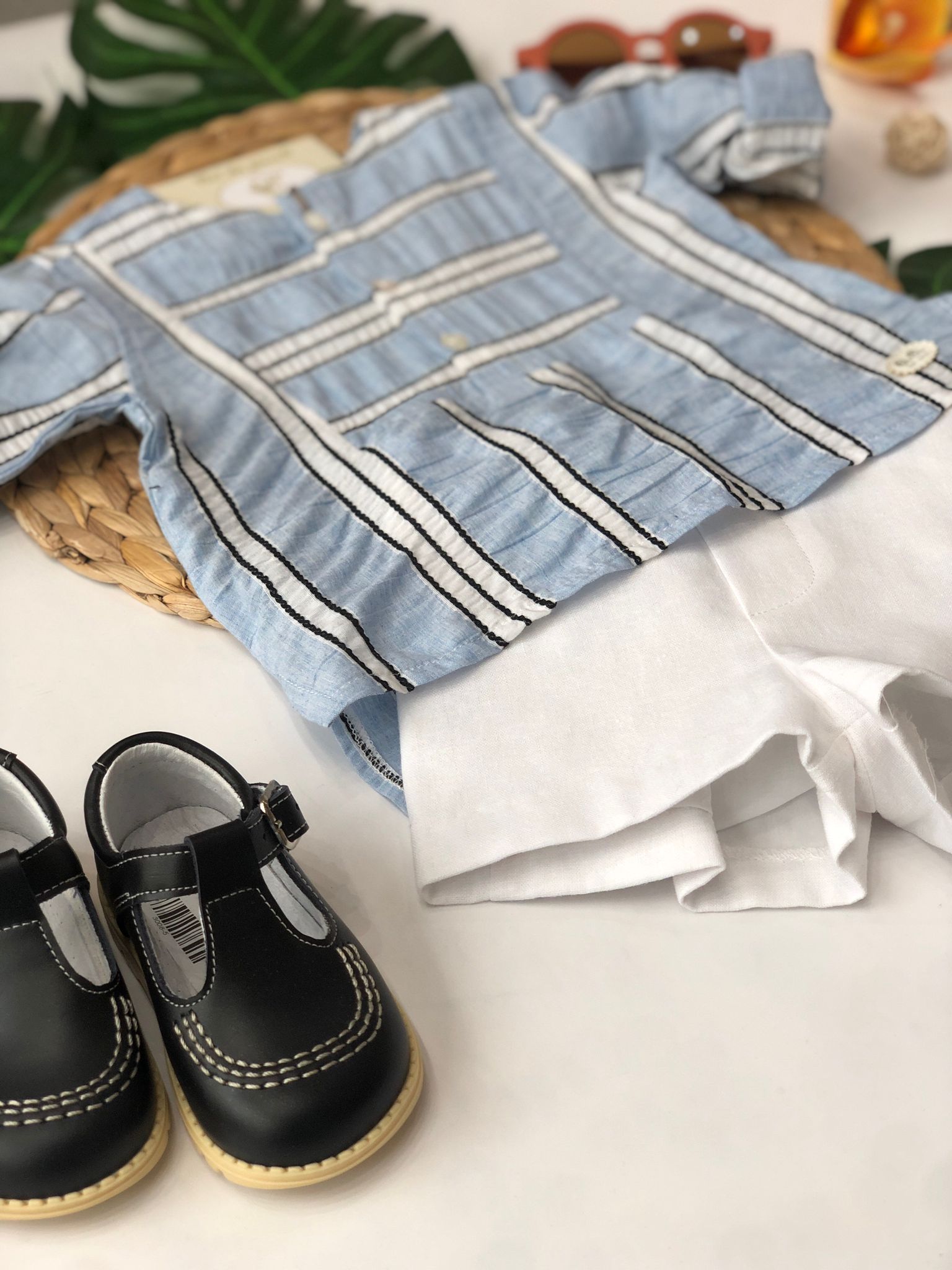 BLUSA AVION CON PANTALONCINO BIANCO - Noi da piccoli