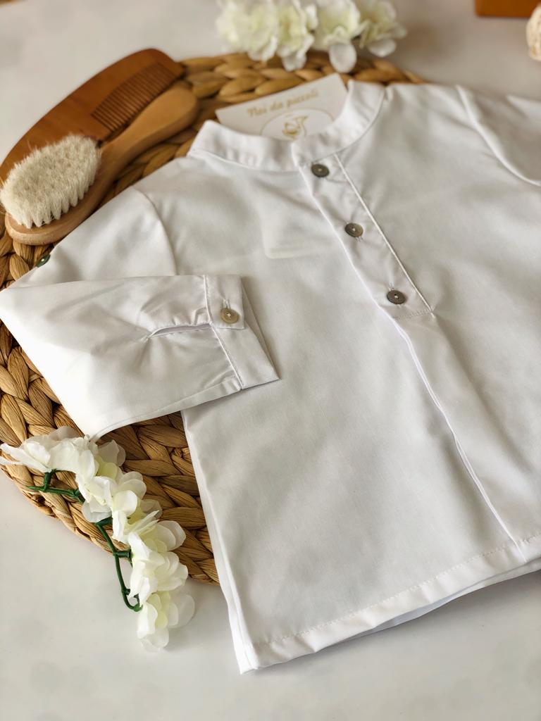 CAMICIA BIANCA+SHORT BEIGE LINO - Noi da piccoli