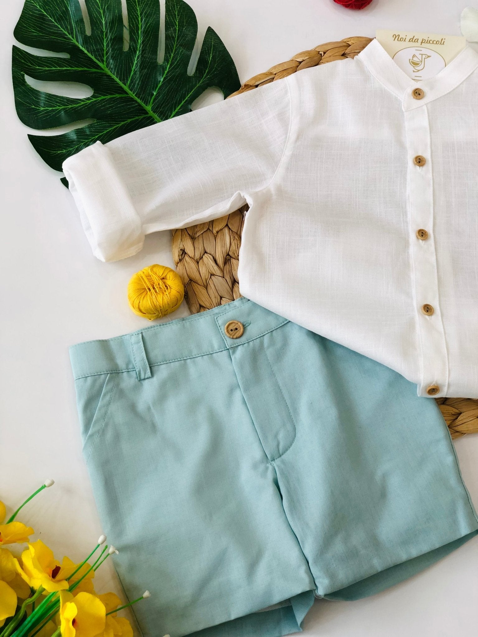 CAMICINA CON SHORT BOLONIA VERDE ACQUA - Noi da piccoli