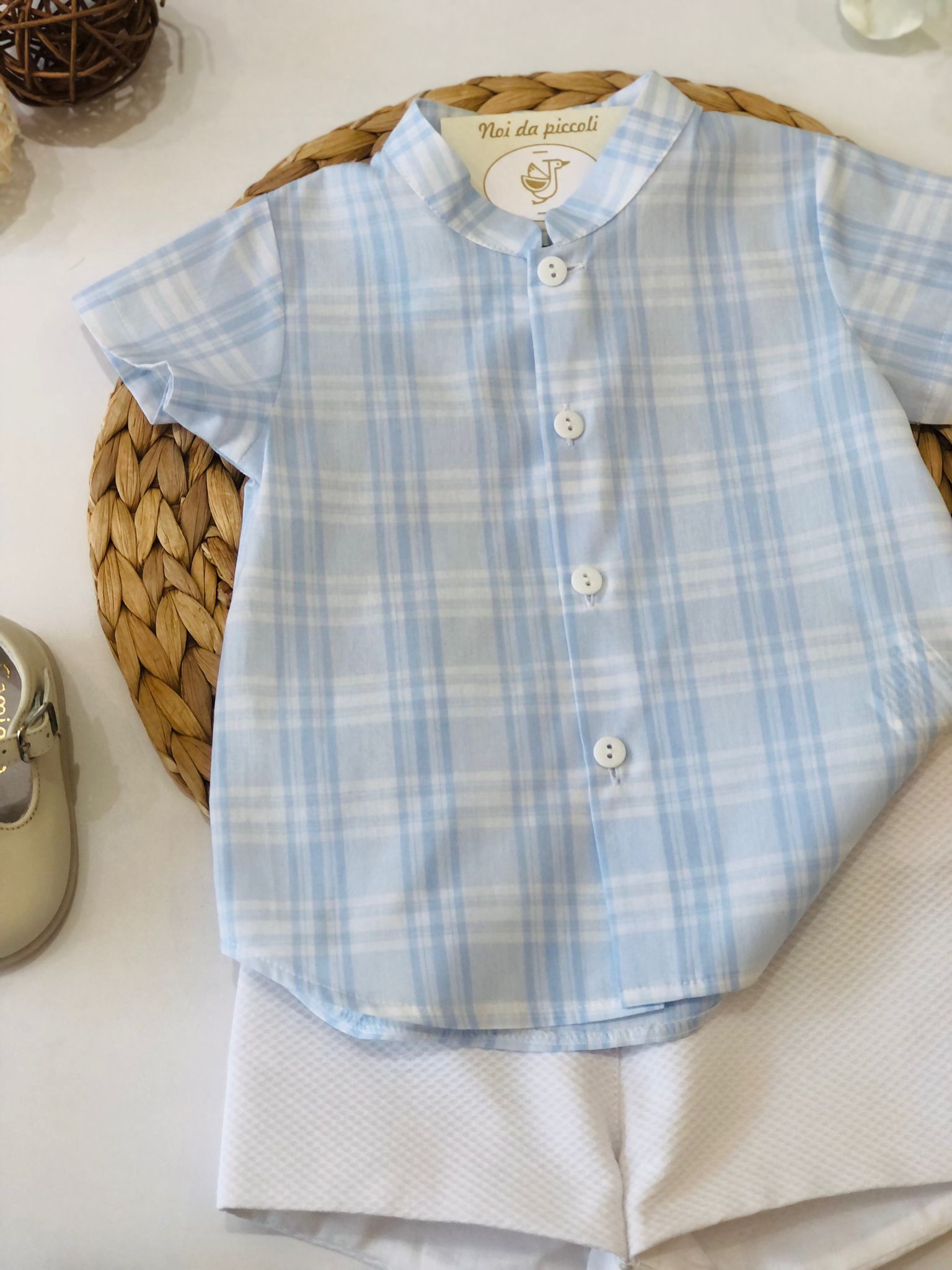 CAMICINA CON SHORT CIELO E BIANCO - Noi da piccoli