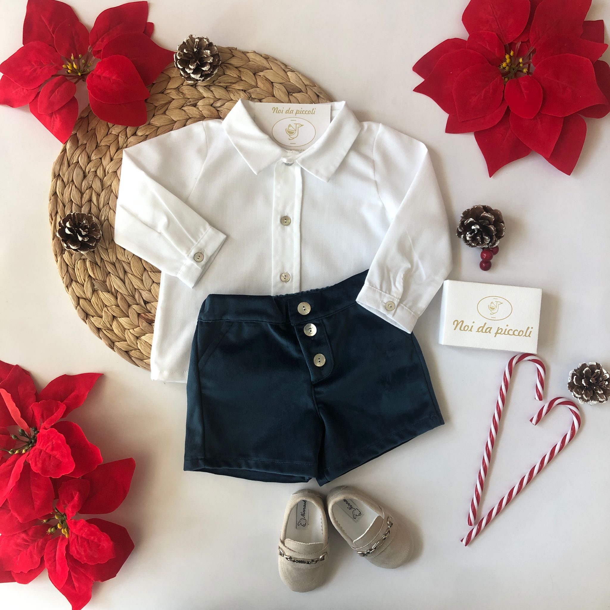 CAMICINA CON SHORT IN VELLUTO VERDE PETROLIO - Noi da piccoli