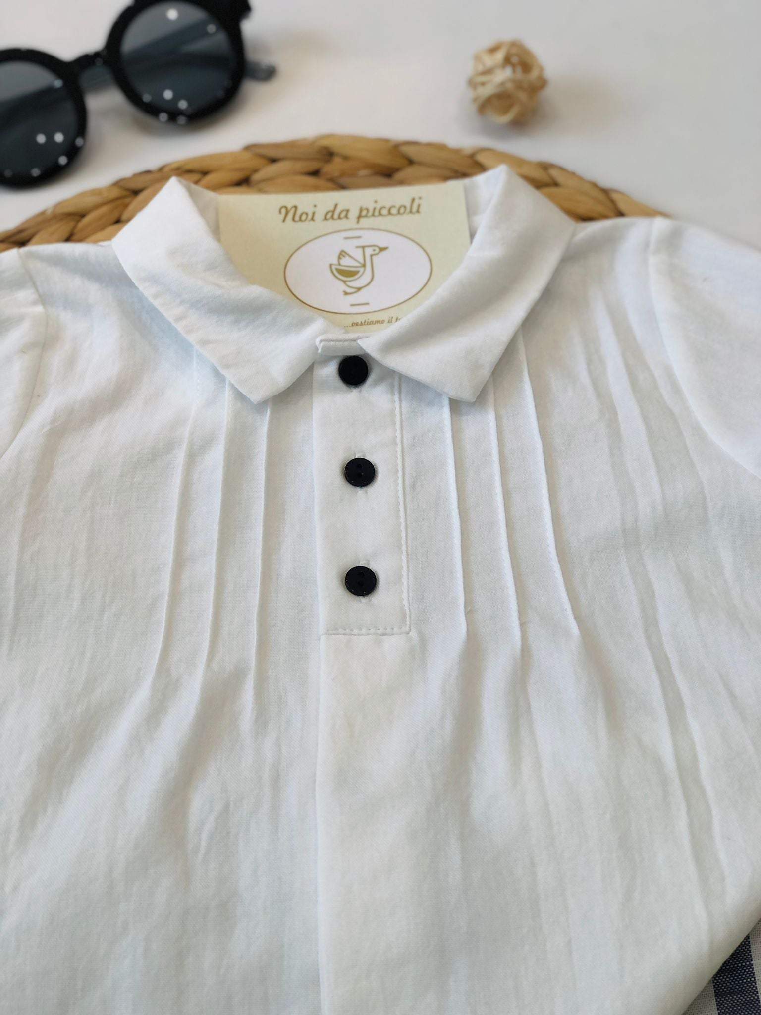 CAMICINA CON SHORT RIGHE AVION BIANCO - Noi da piccoli