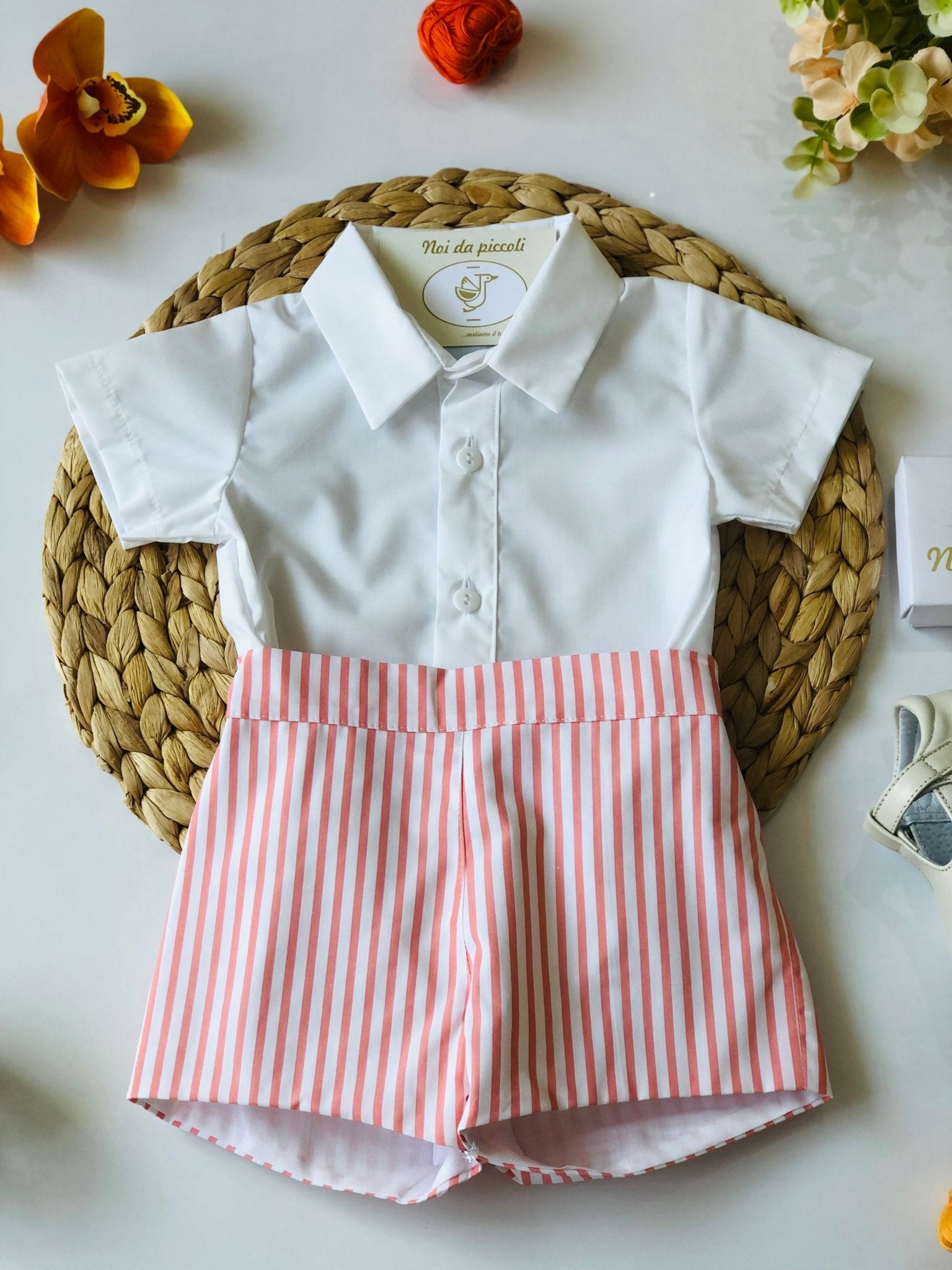 CAMICINA CON SHORT RIGHINI ARANCIO - Noi da piccoli