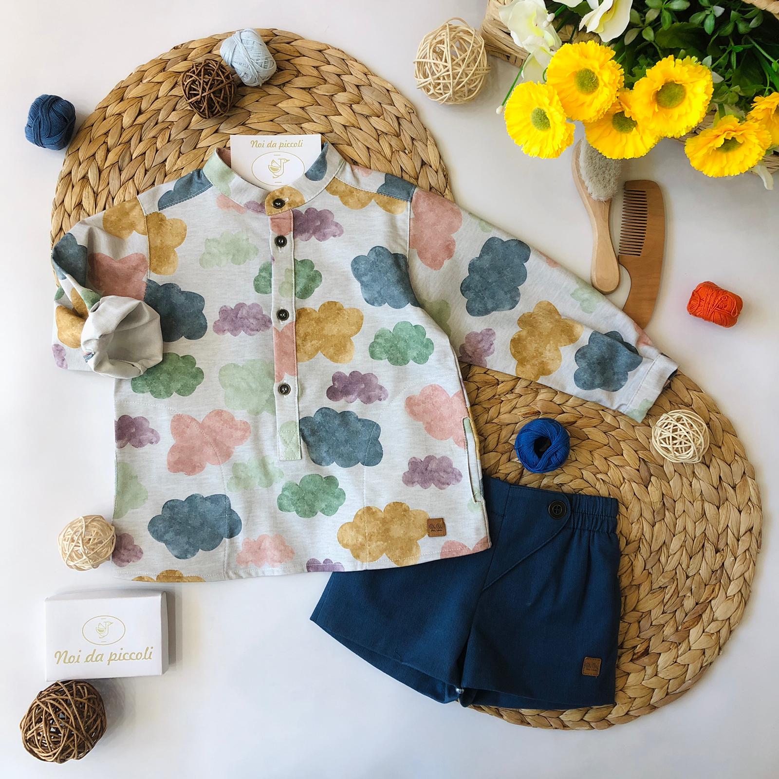 CAMICINA CON SHORTS NUVOLE - Noi da piccoli