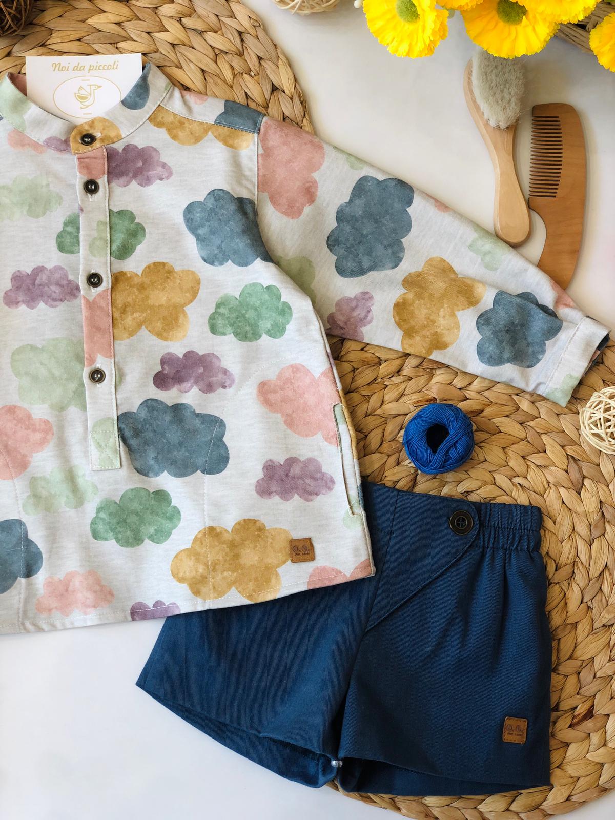 CAMICINA CON SHORTS NUVOLE - Noi da piccoli