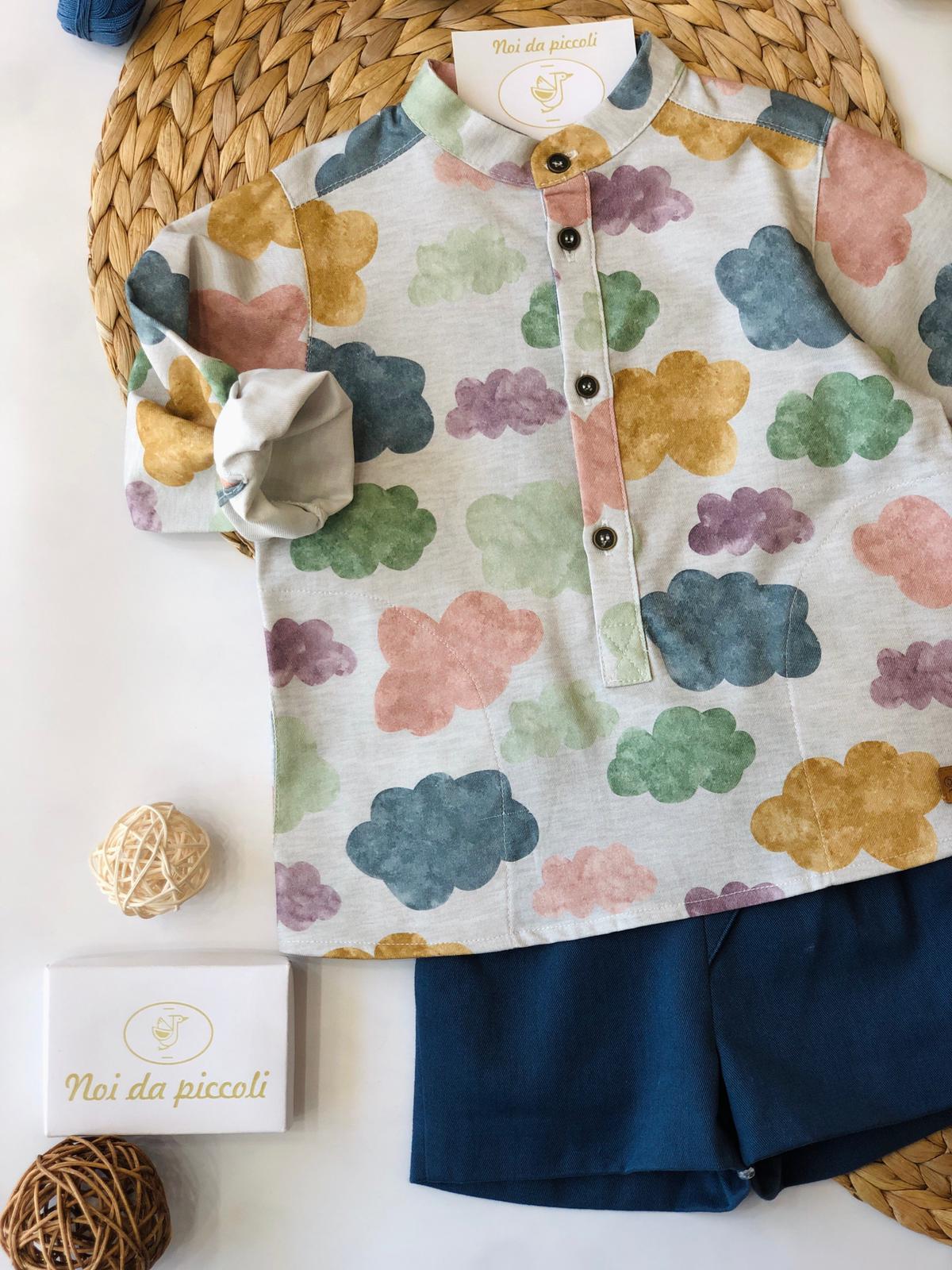 CAMICINA CON SHORTS NUVOLE - Noi da piccoli