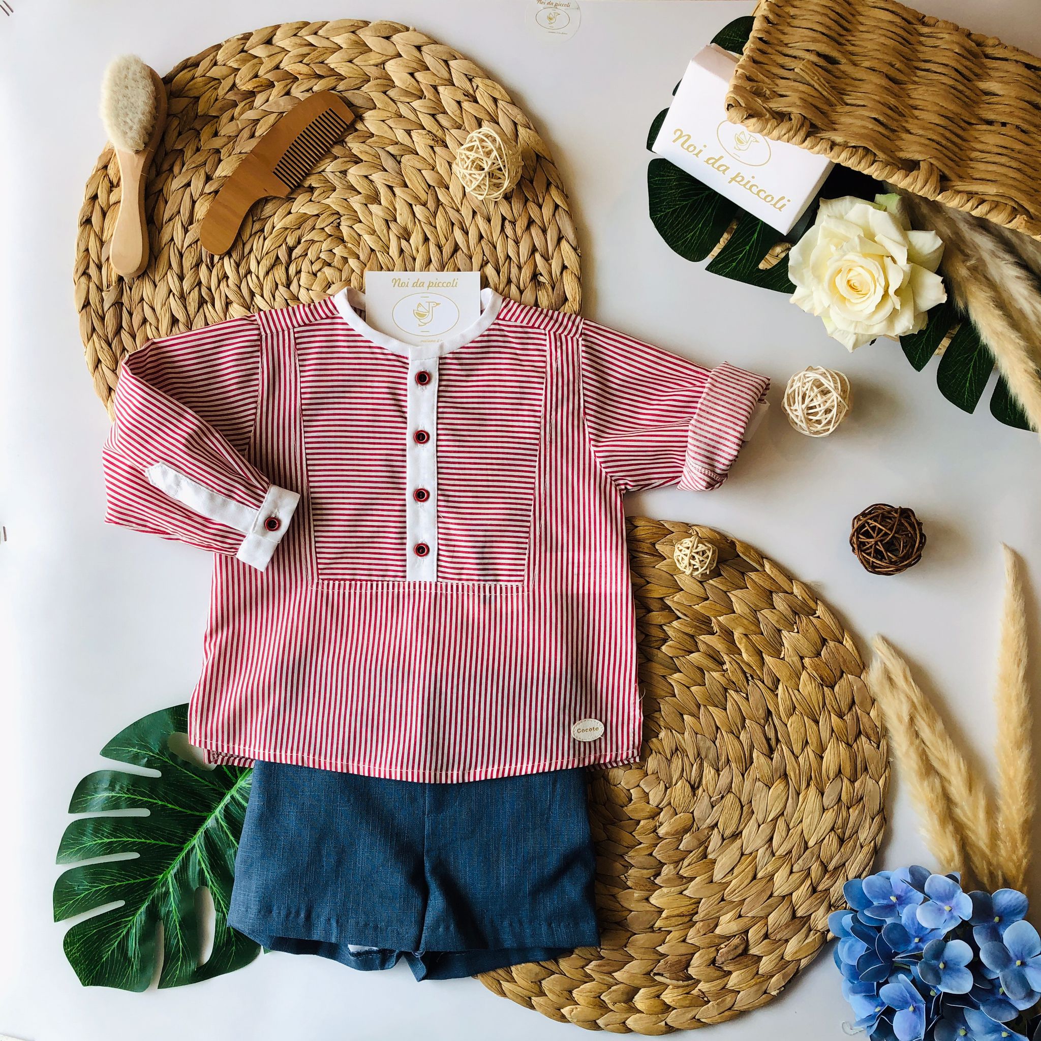 CAMICINA RED CON SHORT BLU MARINO - Noi da piccoli