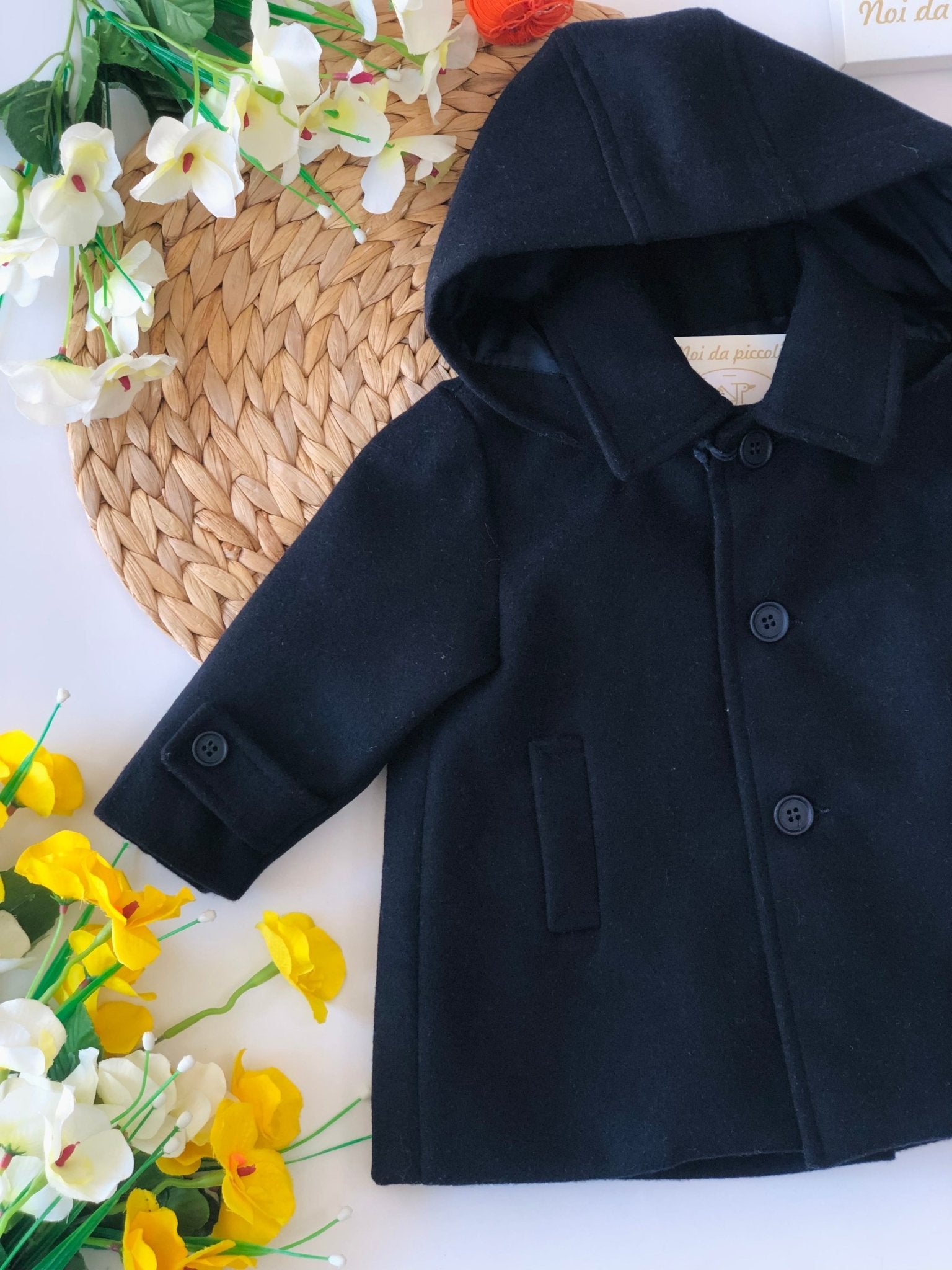 CAPPOTTINO BLU BOTTONI CENTRALI IN PANNO - Noi da piccoli