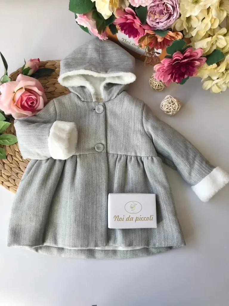 CAPPOTTINO GREY CON CAPPUCCIO GIRL - Noi da piccoli