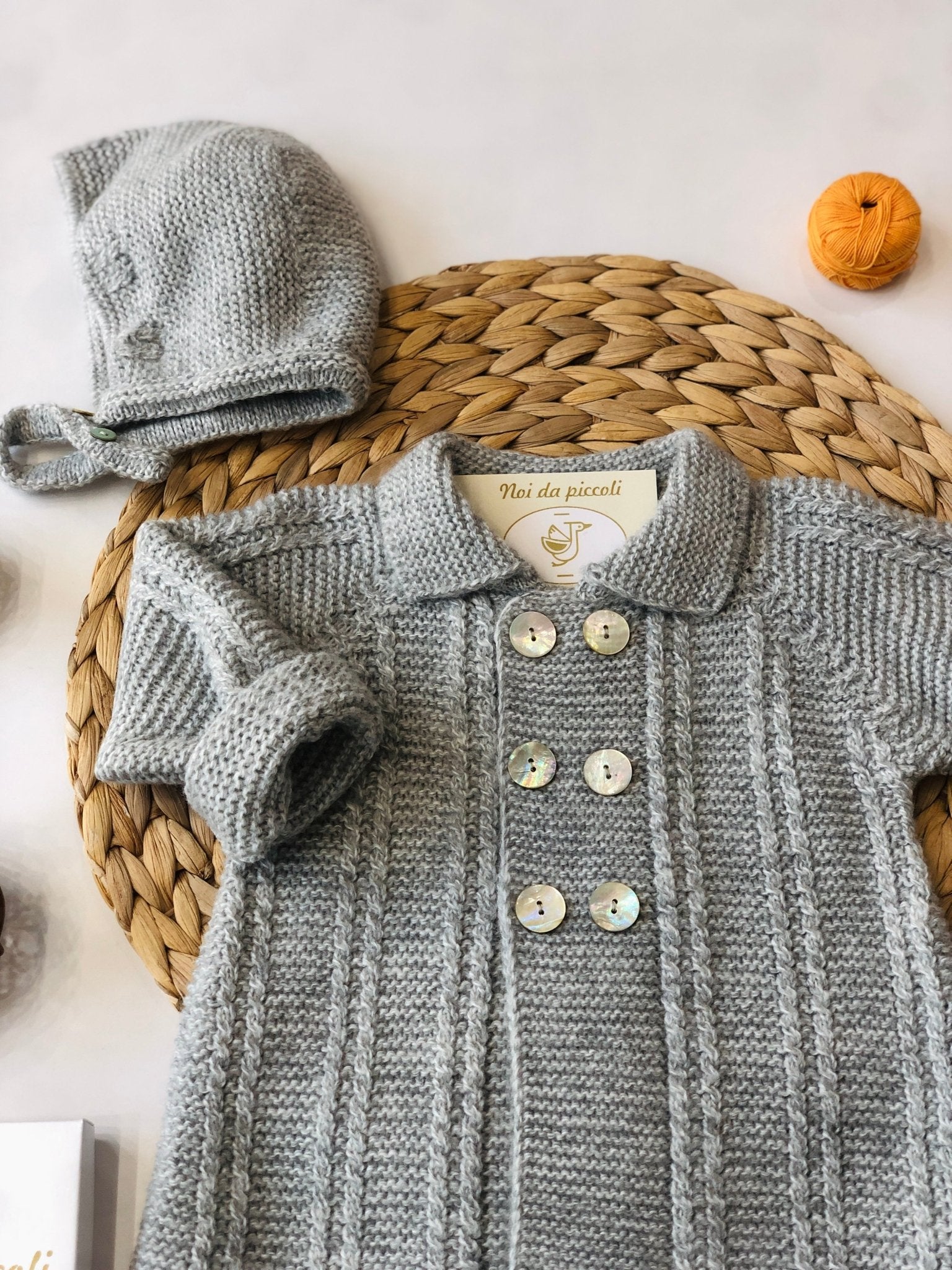 CAPPOTTINO IN MAGLIA CON CUFFIETTA GREY - Noi da piccoli