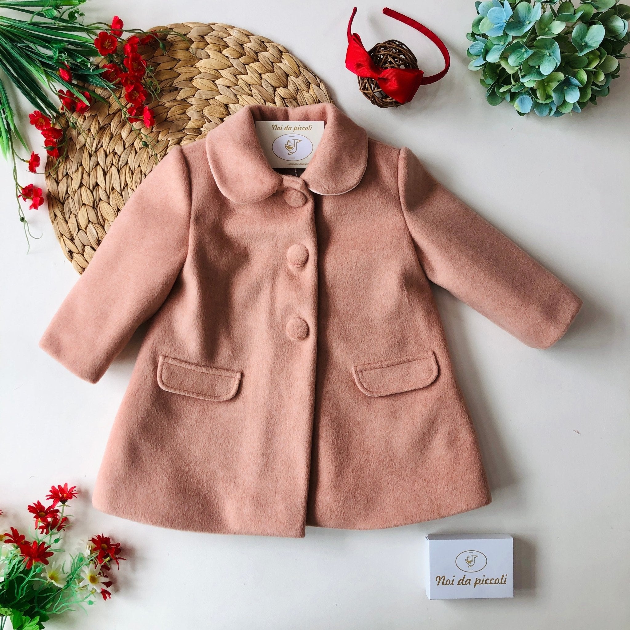 CAPPOTTINO IN PANNO ROSA SALMONE - Noi da piccoli