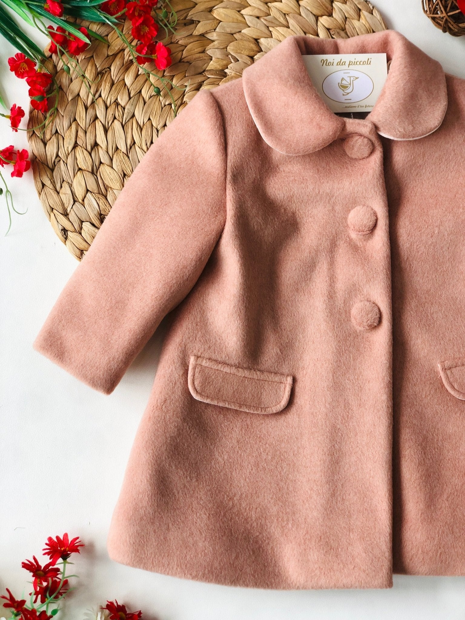 CAPPOTTINO IN PANNO ROSA SALMONE - Noi da piccoli