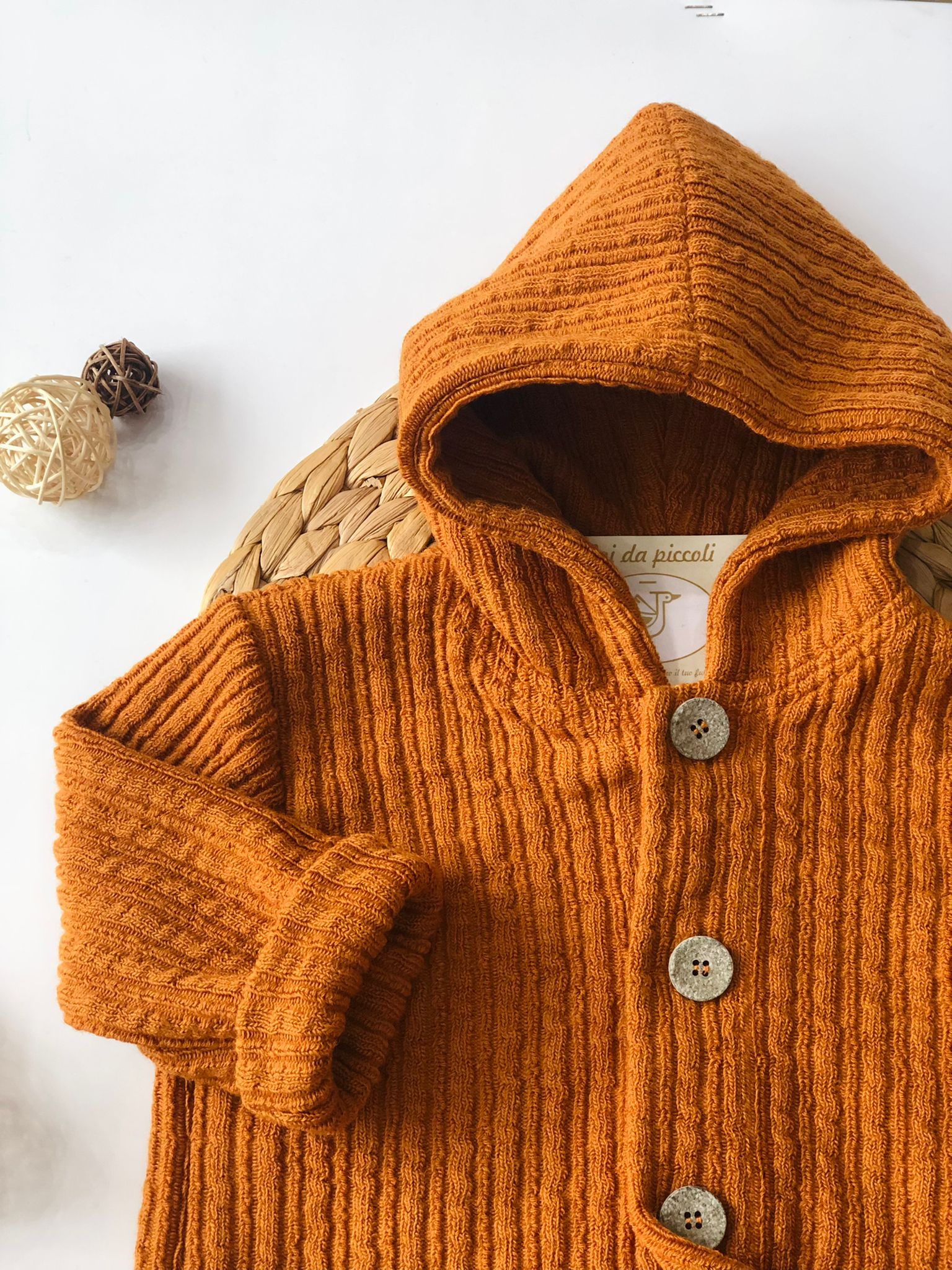 CARDIGAN CON CAPPUCCIO RAME - Noi da piccoli