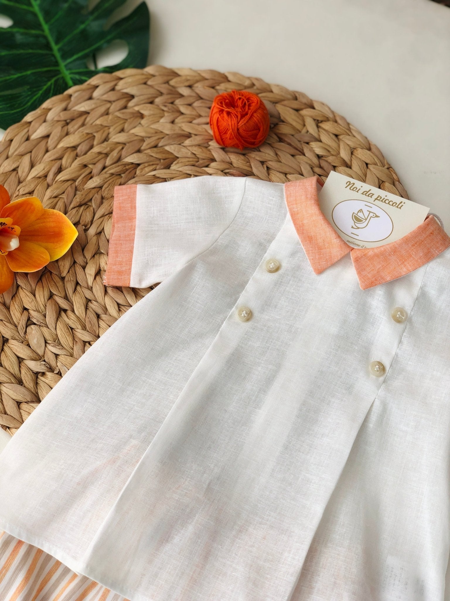 CASACCHINA CON CULOTTE BIANCA A RIGHE ARANCIO - Noi da piccoli