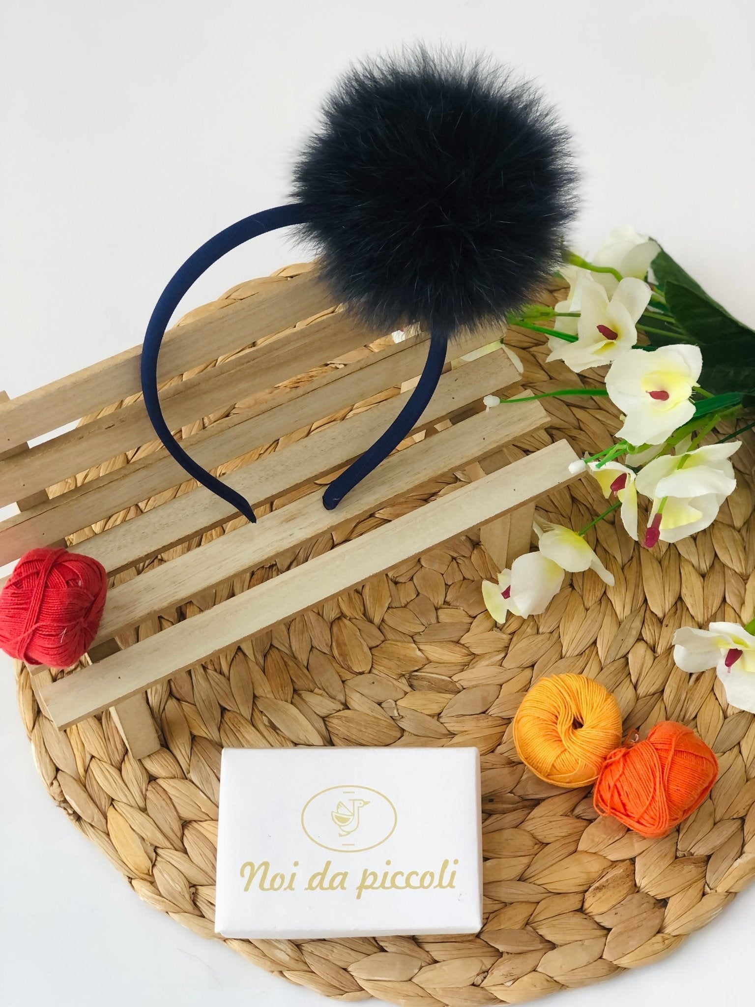 CERCHIETTO POMPON VOLPE BLU - Noi da piccoli