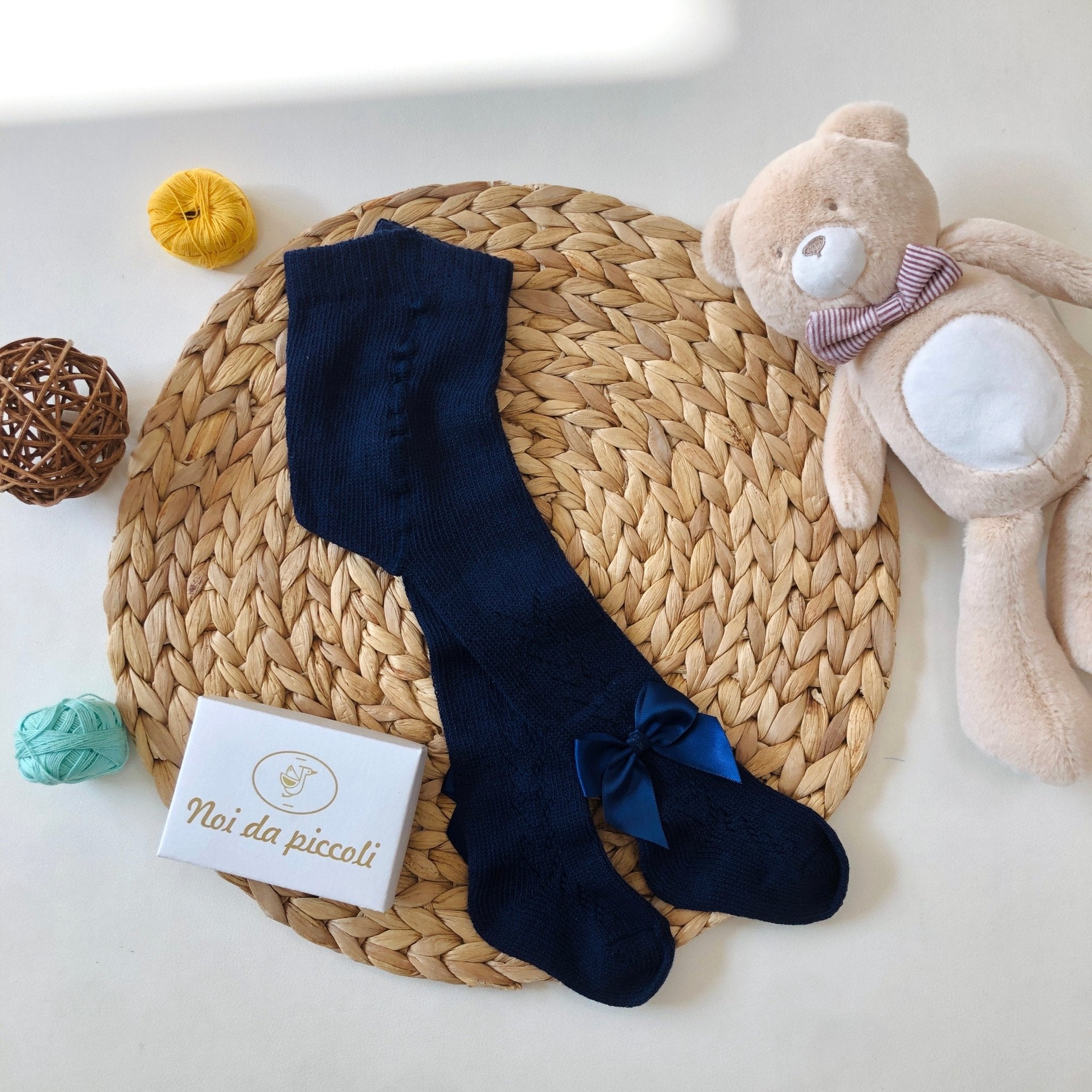 COLLANT TRAFORATO FIOCCO BLU CALDO COTONE - Noi da piccoli