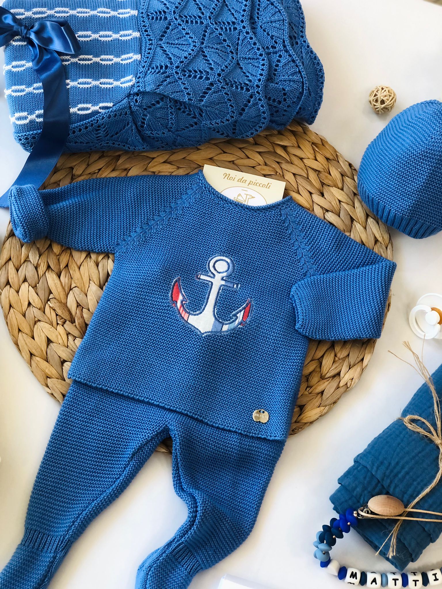 COMPLETO 2 PZ CON CAPPELLINO MARINAIO BLU - Noi da piccoli