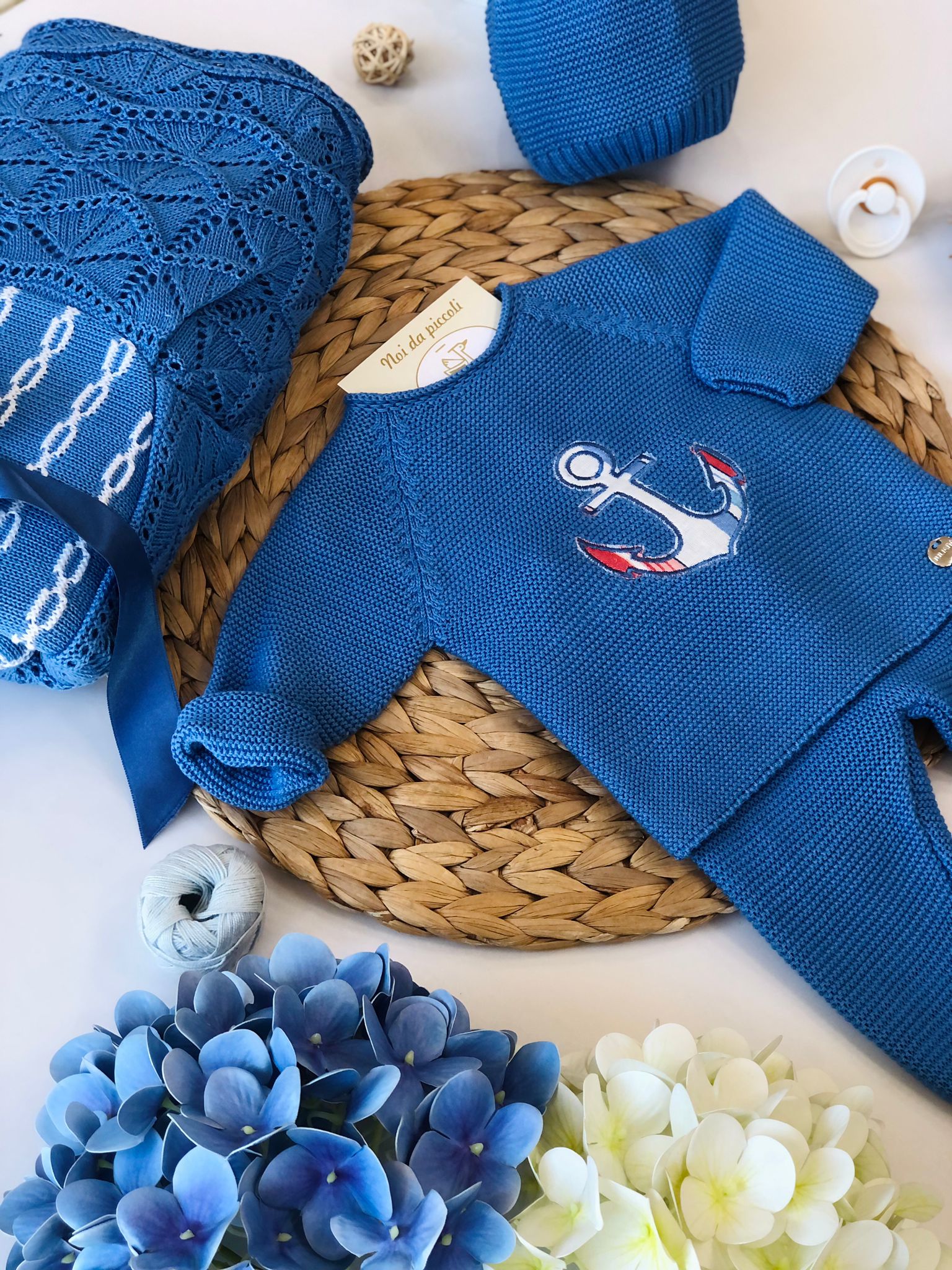 COMPLETO 2 PZ CON CAPPELLINO MARINAIO BLU - Noi da piccoli