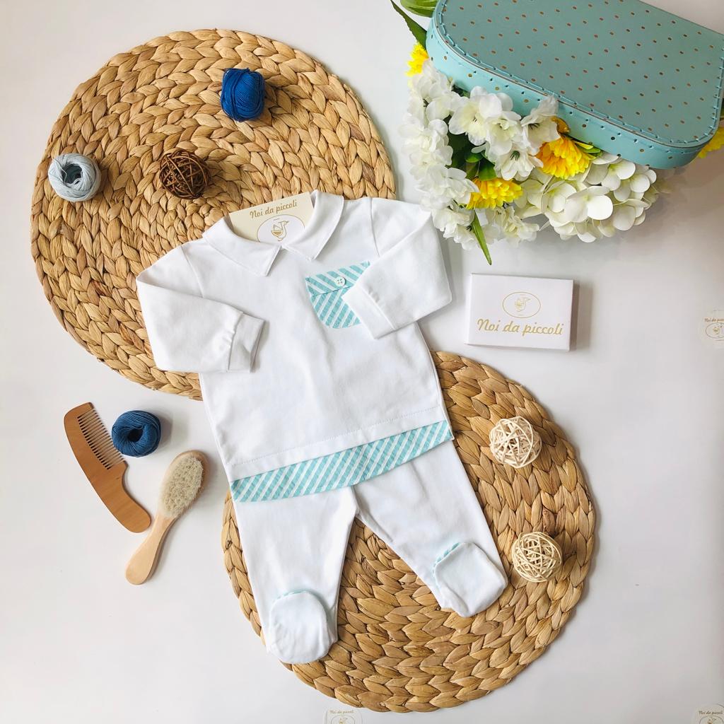 COMPLETO 2 PZ MENTA E BIANCO - Noi da piccoli